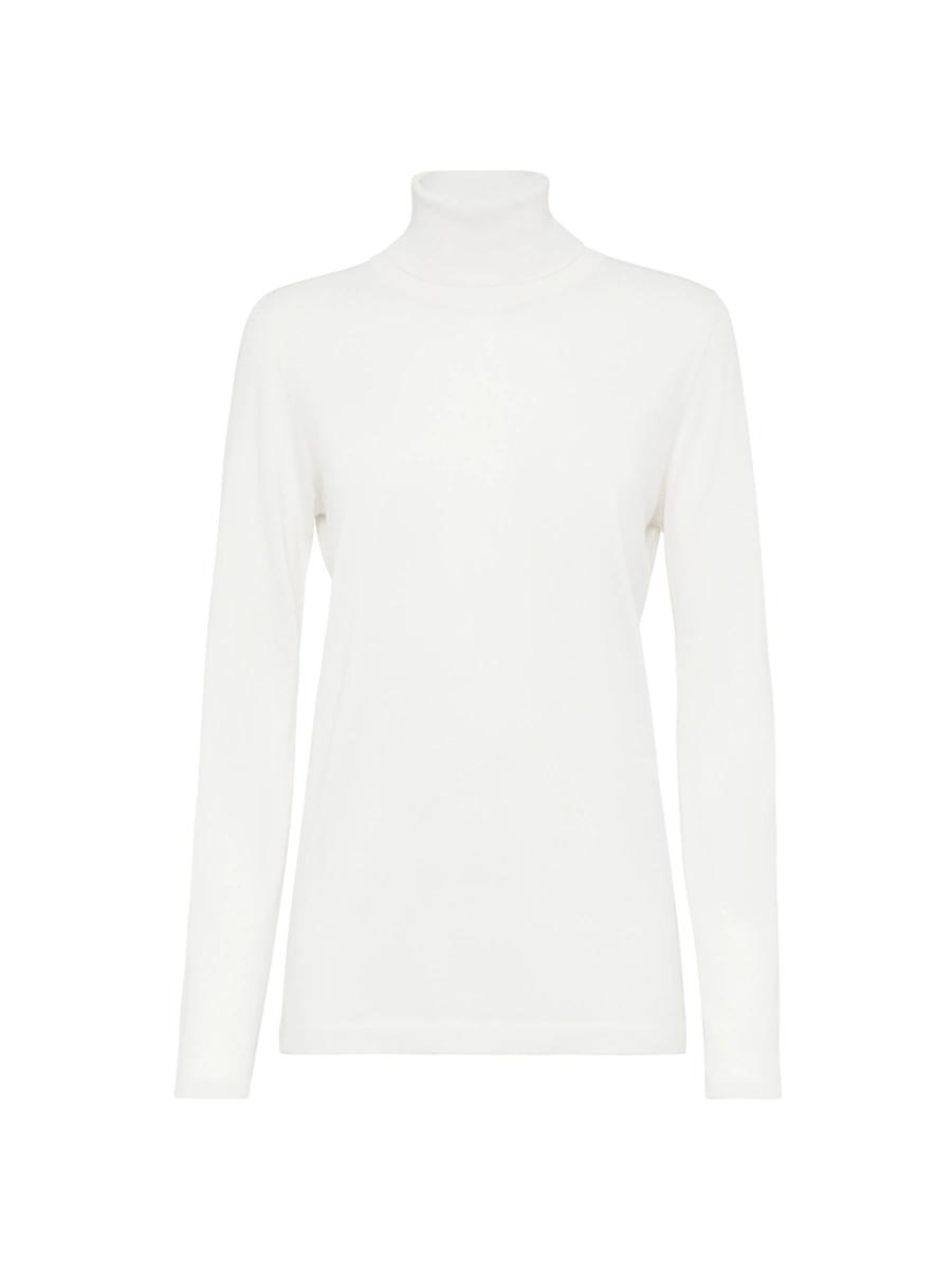 Womens Cashmere and Silk Lightweight Turtleneck Sweater Product Image