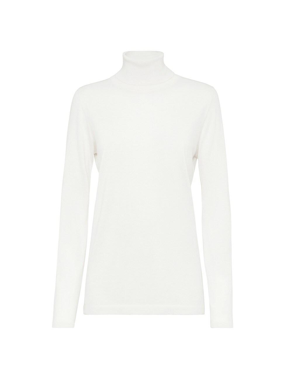 Womens Cashmere and Silk Lightweight Turtleneck Sweater Product Image