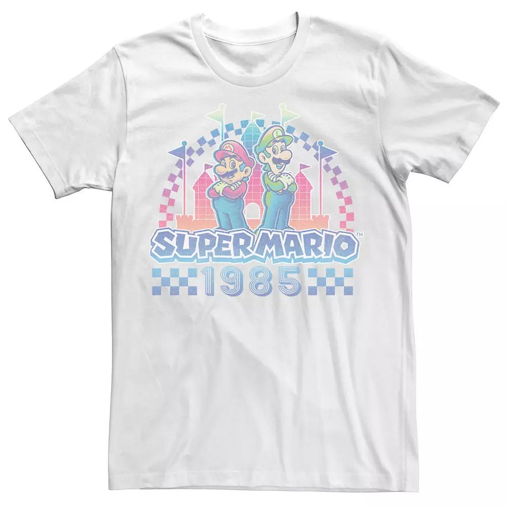Men's Super Mario Luigi Retro Neon Duo 1985 Tee,  Product Image
