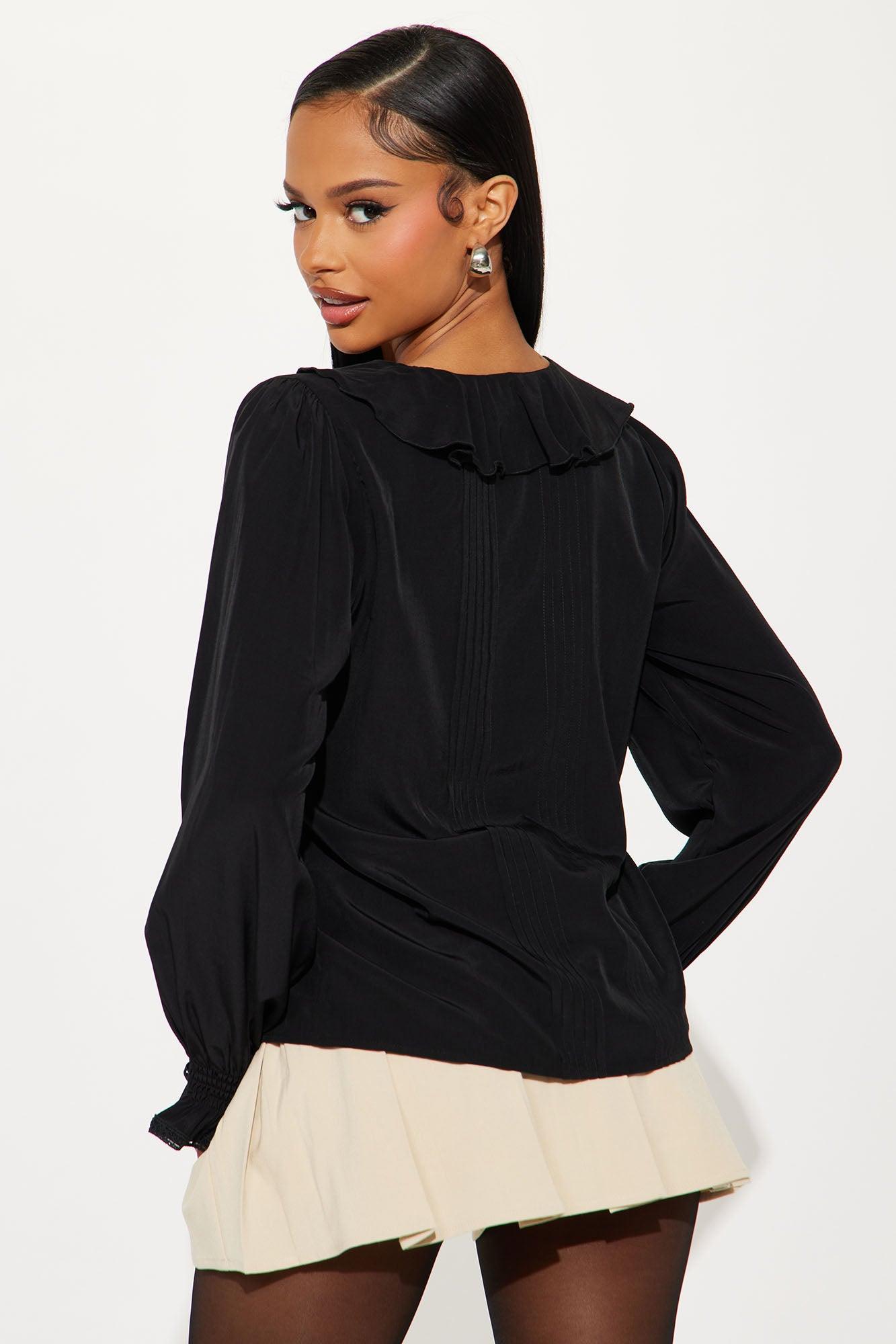 Zinnia Ruffle Top - Black Product Image