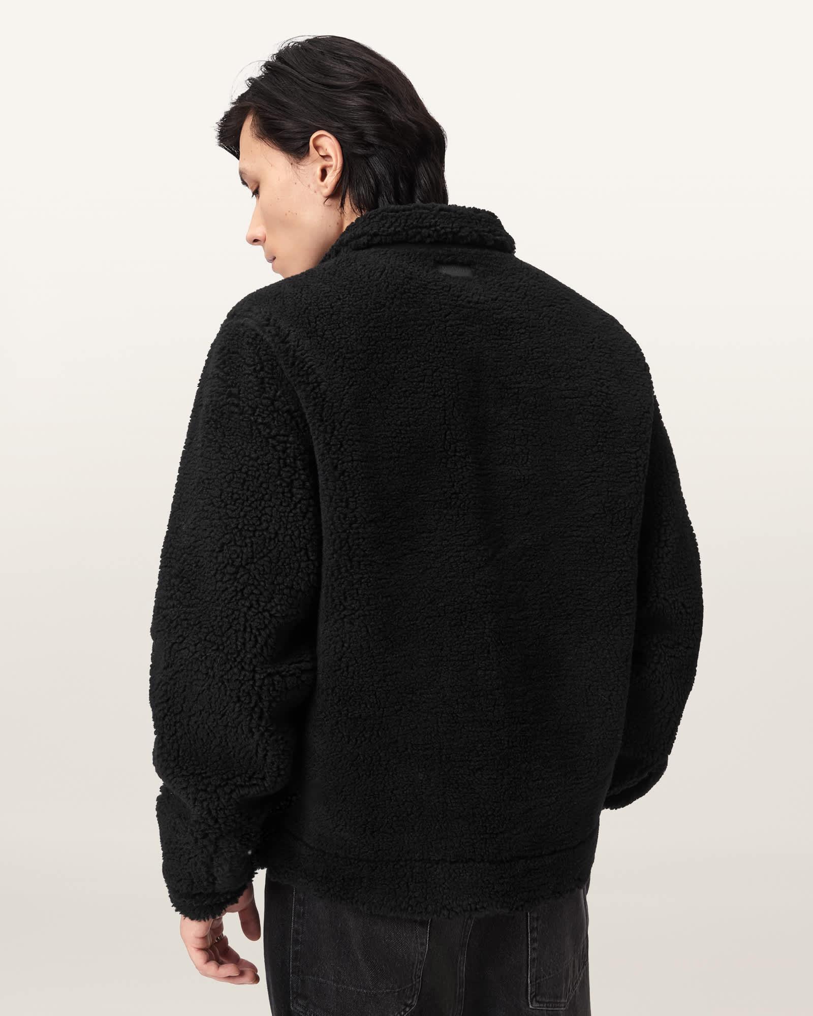 Otis Sleeveless Sherpa Jacket Dark Khaki Green | ALLSAINTS US Product Image