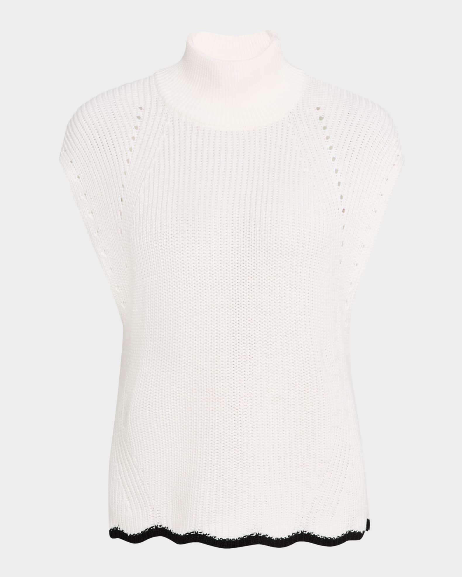 Scalloped Sleeveless Mock-Neck Tank Product Image