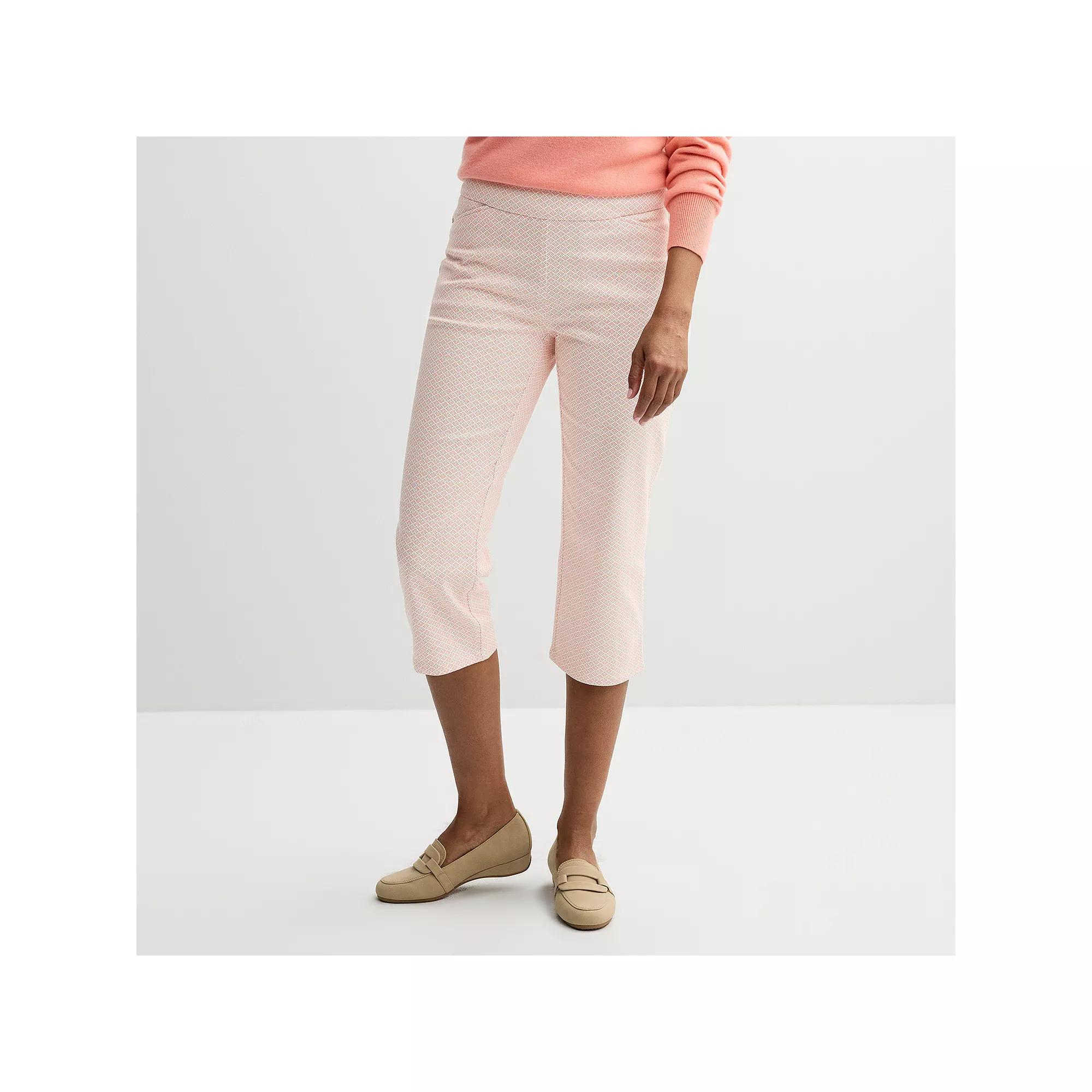 Women's Croft & Barrow® Effortless Stretch Capri Pants, Size: 8, White Pink Tiny Geo Product Image