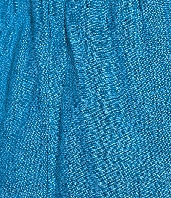 Eileen Fisher Washed Organic Linen Elastic Waist Wide Leg Cropped Pants Product Image