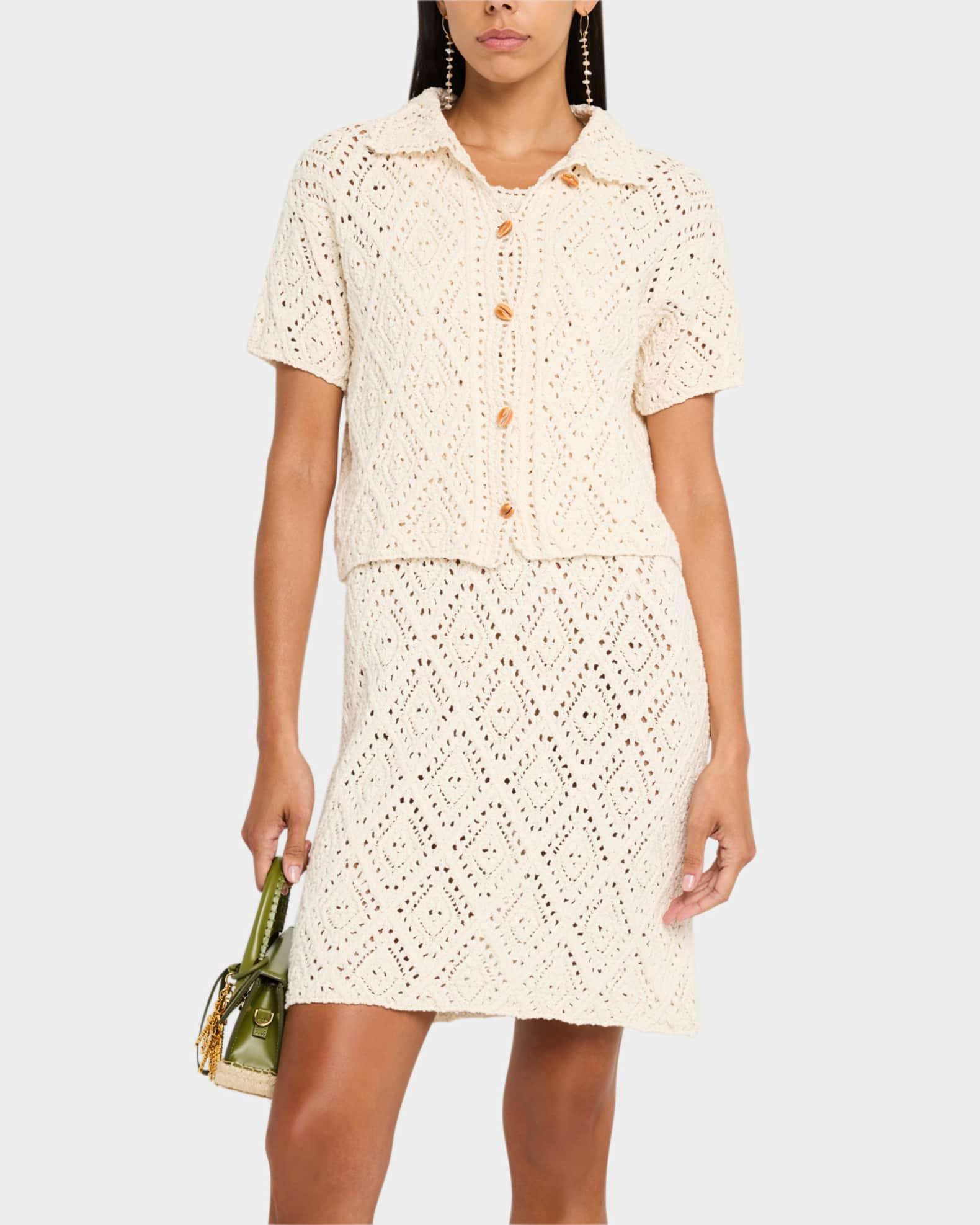 Emarya Pointelle-Knit Cotton Cardigan Product Image