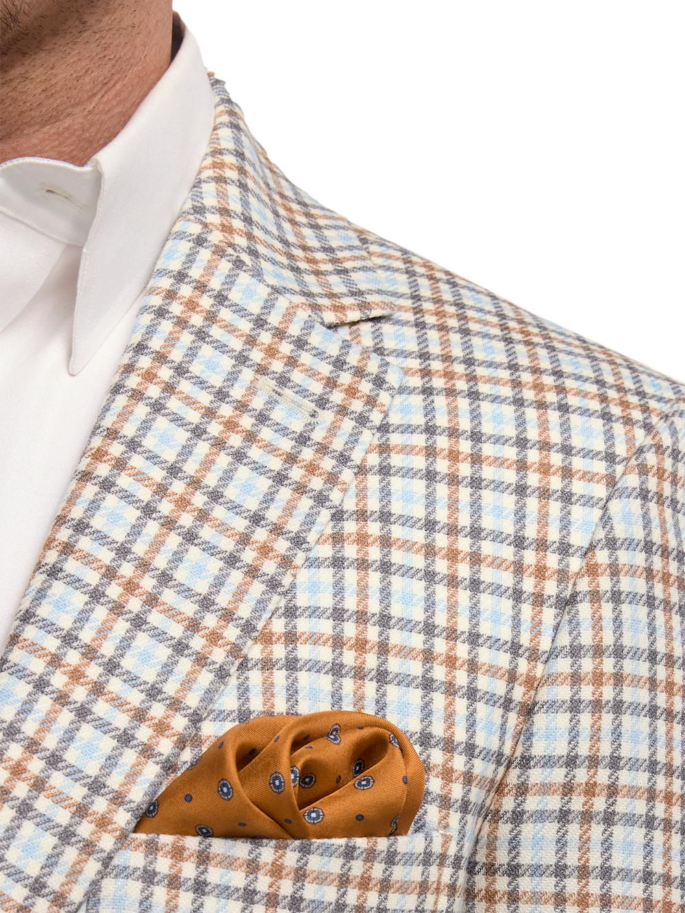 Wool Gingham Single Breasted Notch Lapel Sport Coat - Multi Product Image