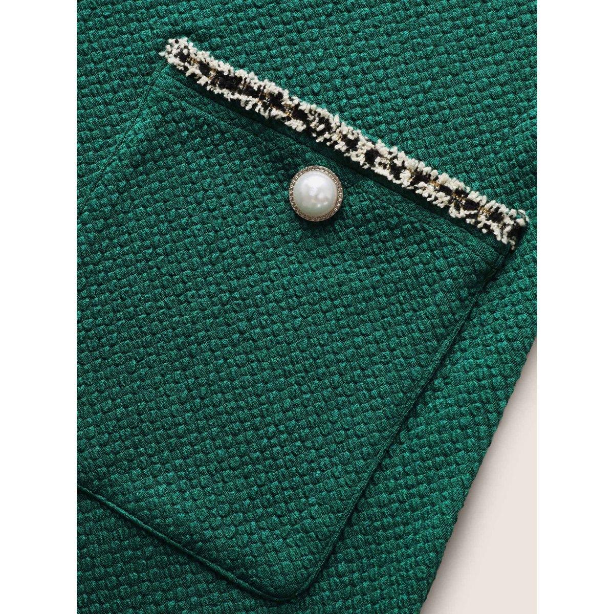 Plus Size Round Neck Contrast Webbing Patched Pocket Dress DarkGreen Women Elegant Texture Round Neck Sleeveless Curvy BloomChic 12/L Product Image