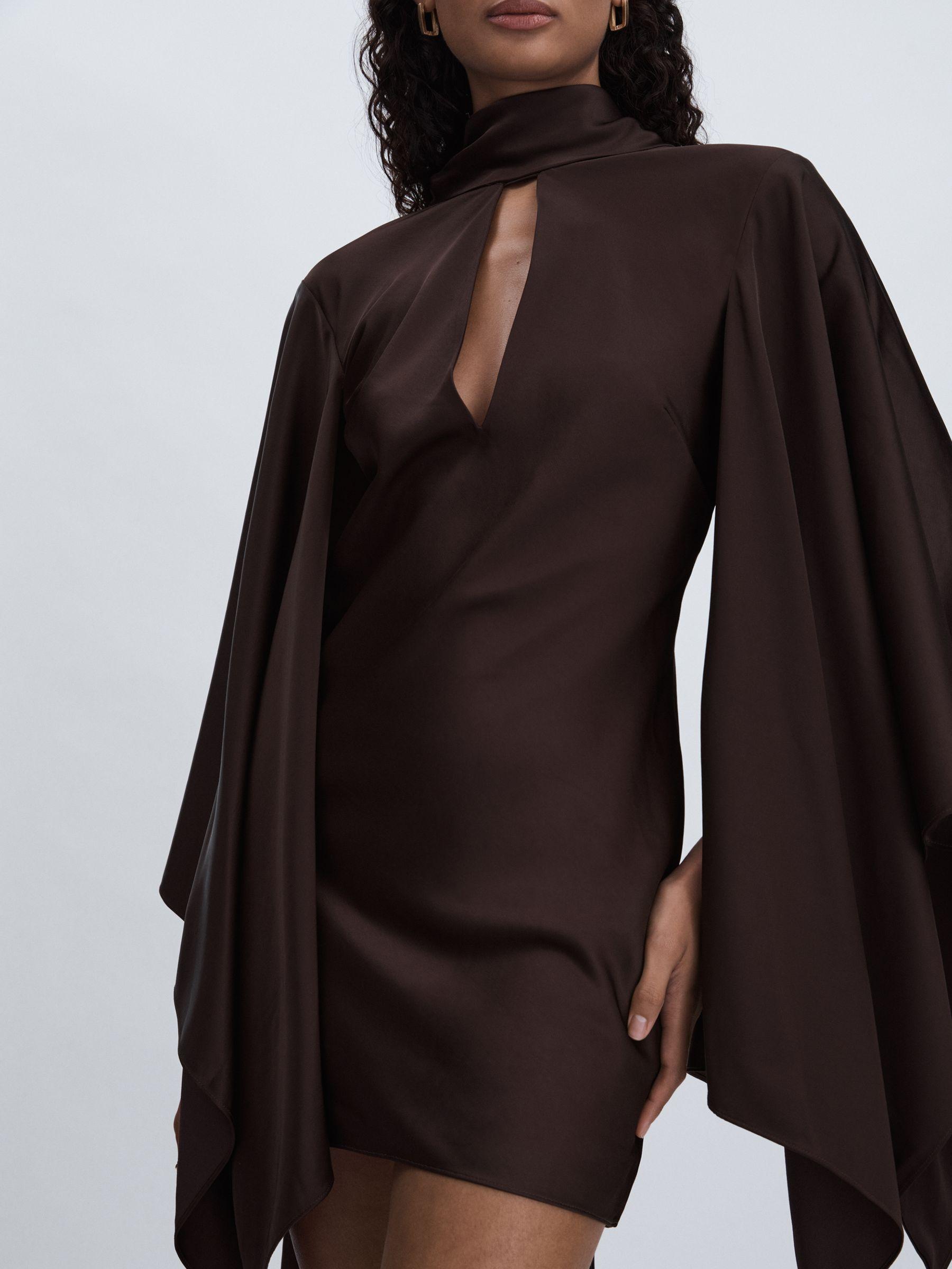 Significant Other Cape-Sleeve Mini Dress in Chocolate Product Image