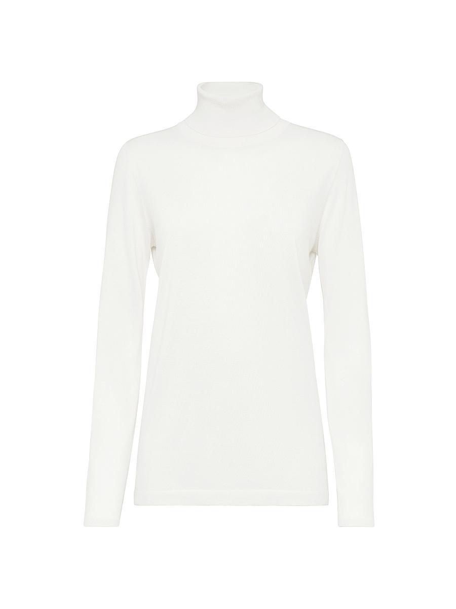 Womens Cashmere and Silk Lightweight Turtleneck Sweater Product Image