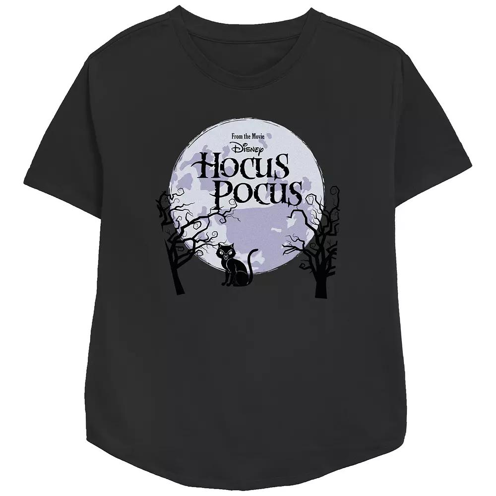 Disney's Hocus Pocus Juniors' Logo Title Full Moon Background Relaxed Fit Graphic Tee, Women's,  Product Image