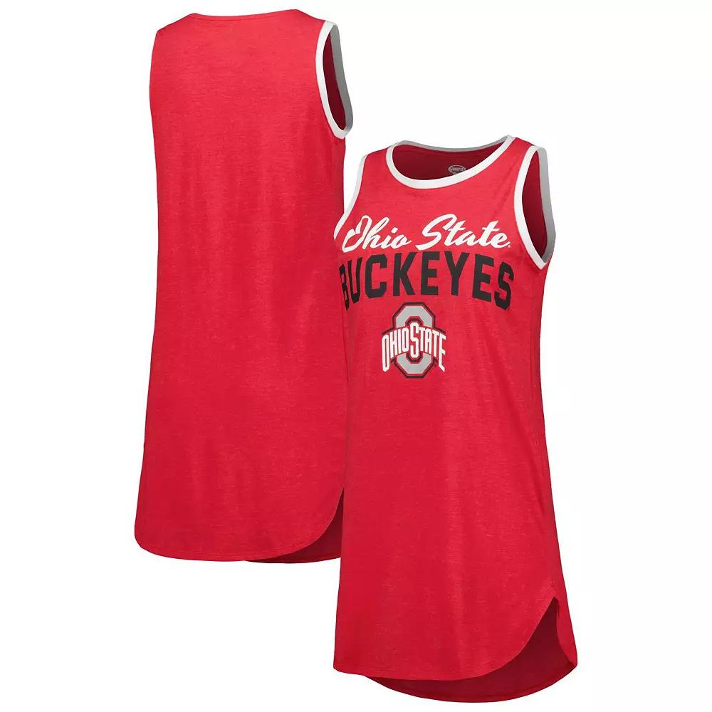 Women's Concepts Sport Heather Scarlet Ohio State Buckeyes Tank Top Nightshirt, Size: Medium, Red Product Image