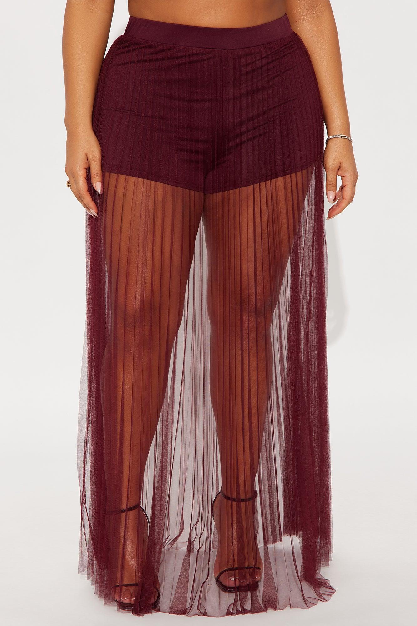 Grace Sheer Tulle Maxi Skirt - Burgundy Female Product Image