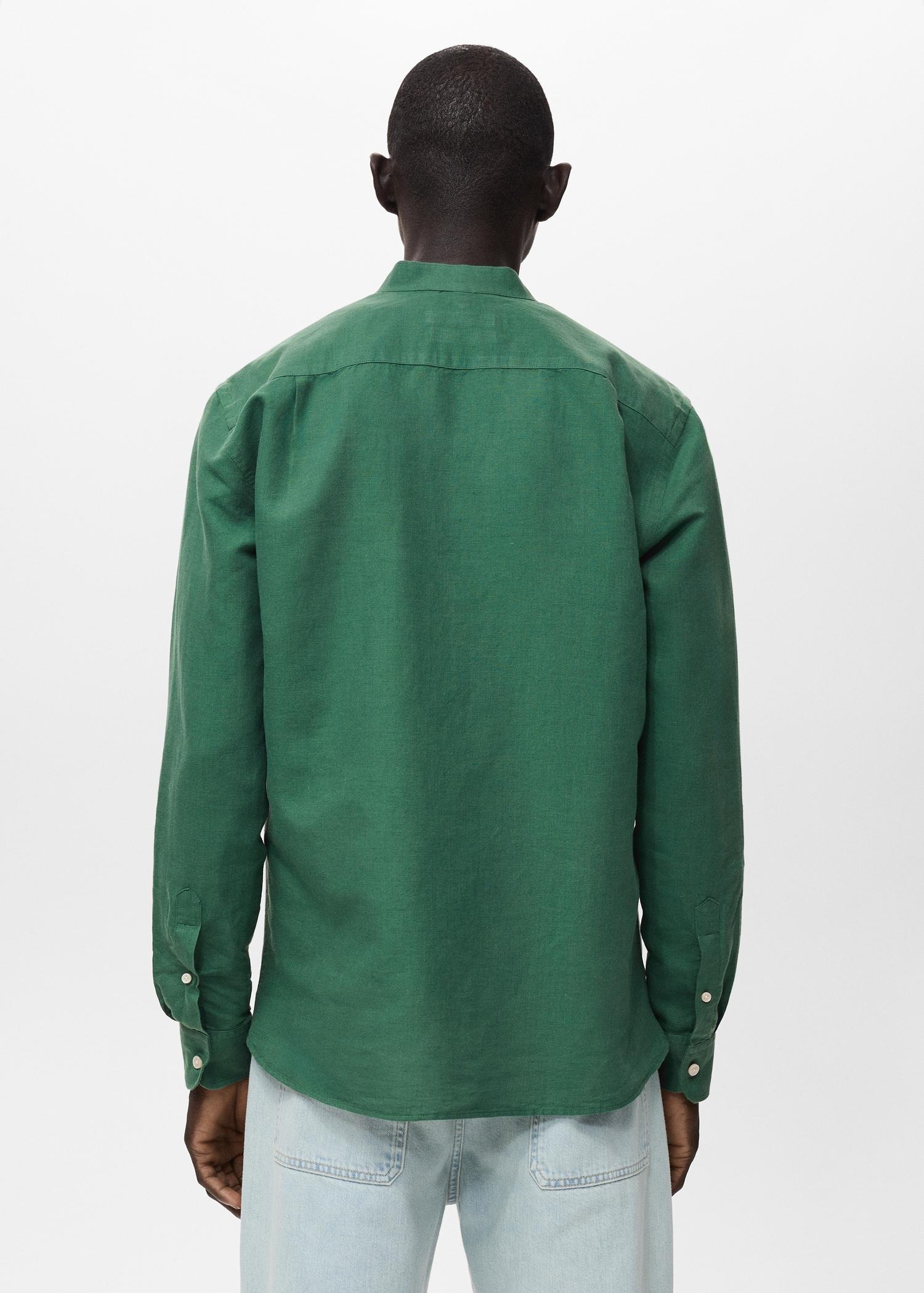 Mao collar linen shirt - Men | MANGO USA Product Image
