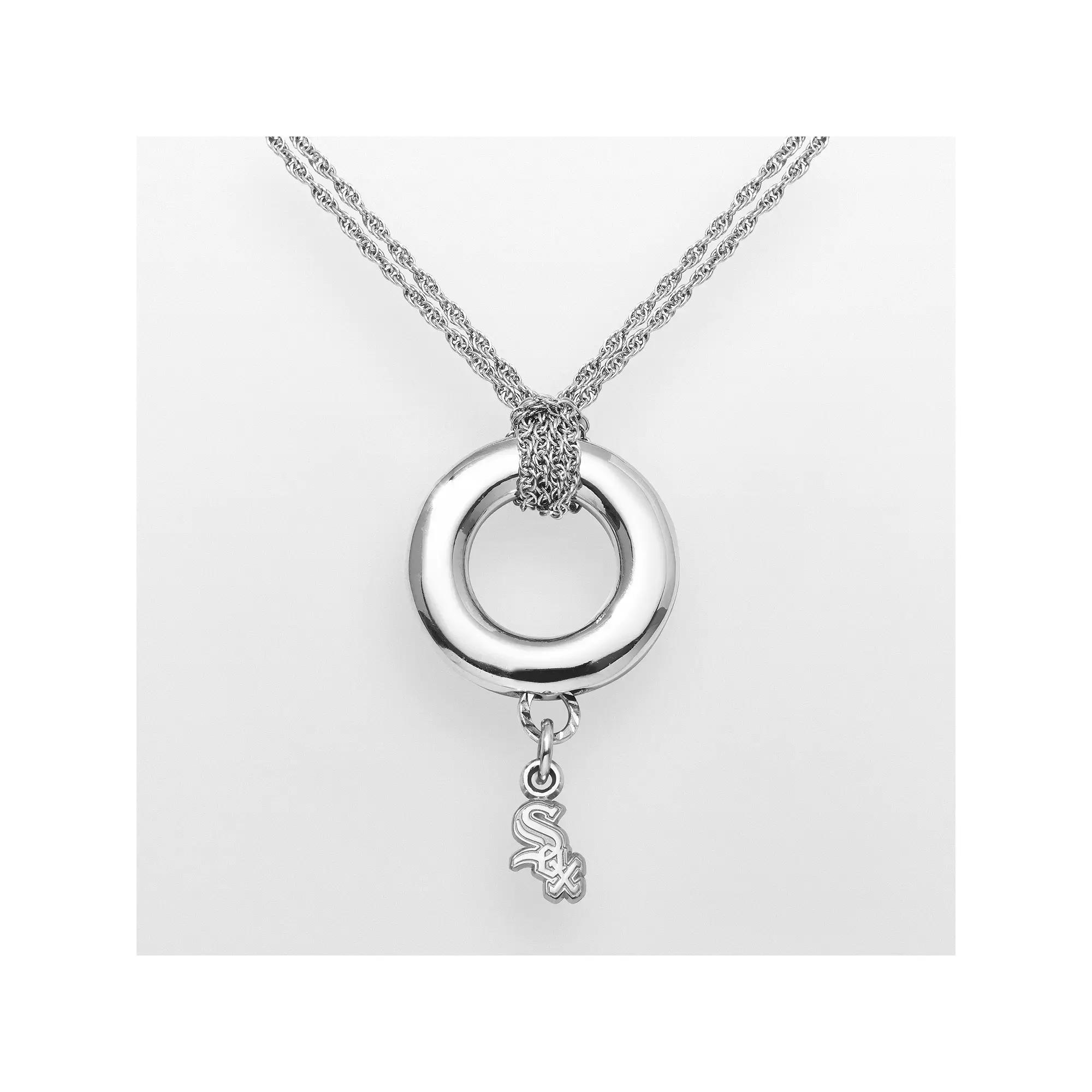 LogoArt Chicago White Sox Sterling Silver Logo Halo Pendant, Women's, Size: 16" Product Image