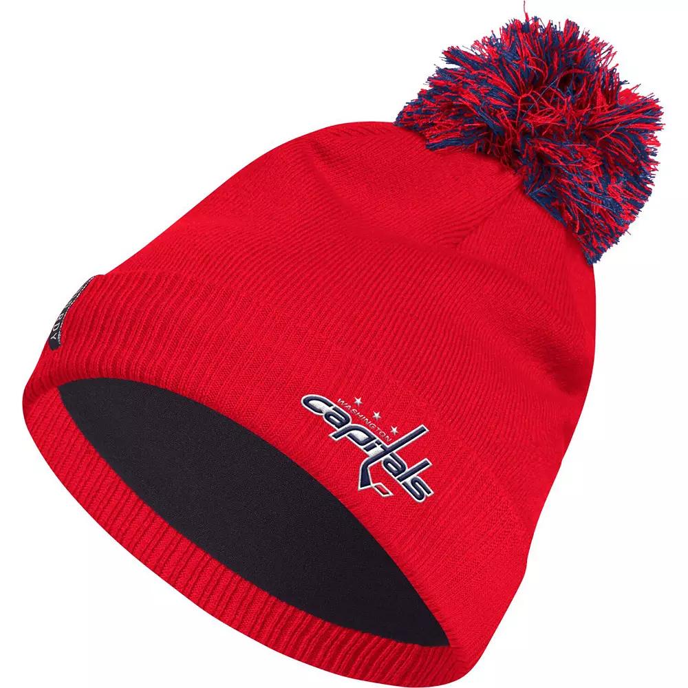 Men's adidas Red Washington Capitals COLD.RDY Cuffed Knit Hat with Pom Product Image