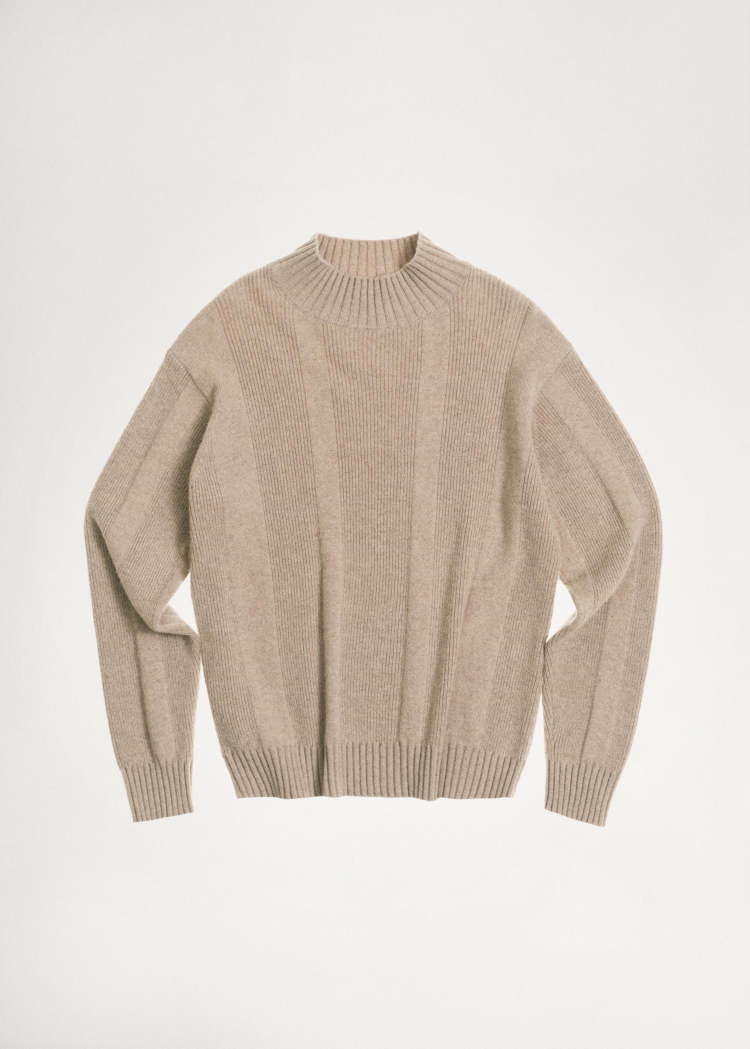 Knitted sweater with wool structure - Men | MANGO USA Product Image