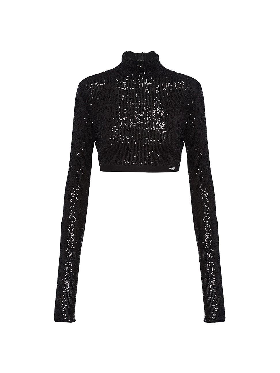 Womens Sequined Stretch Top Product Image