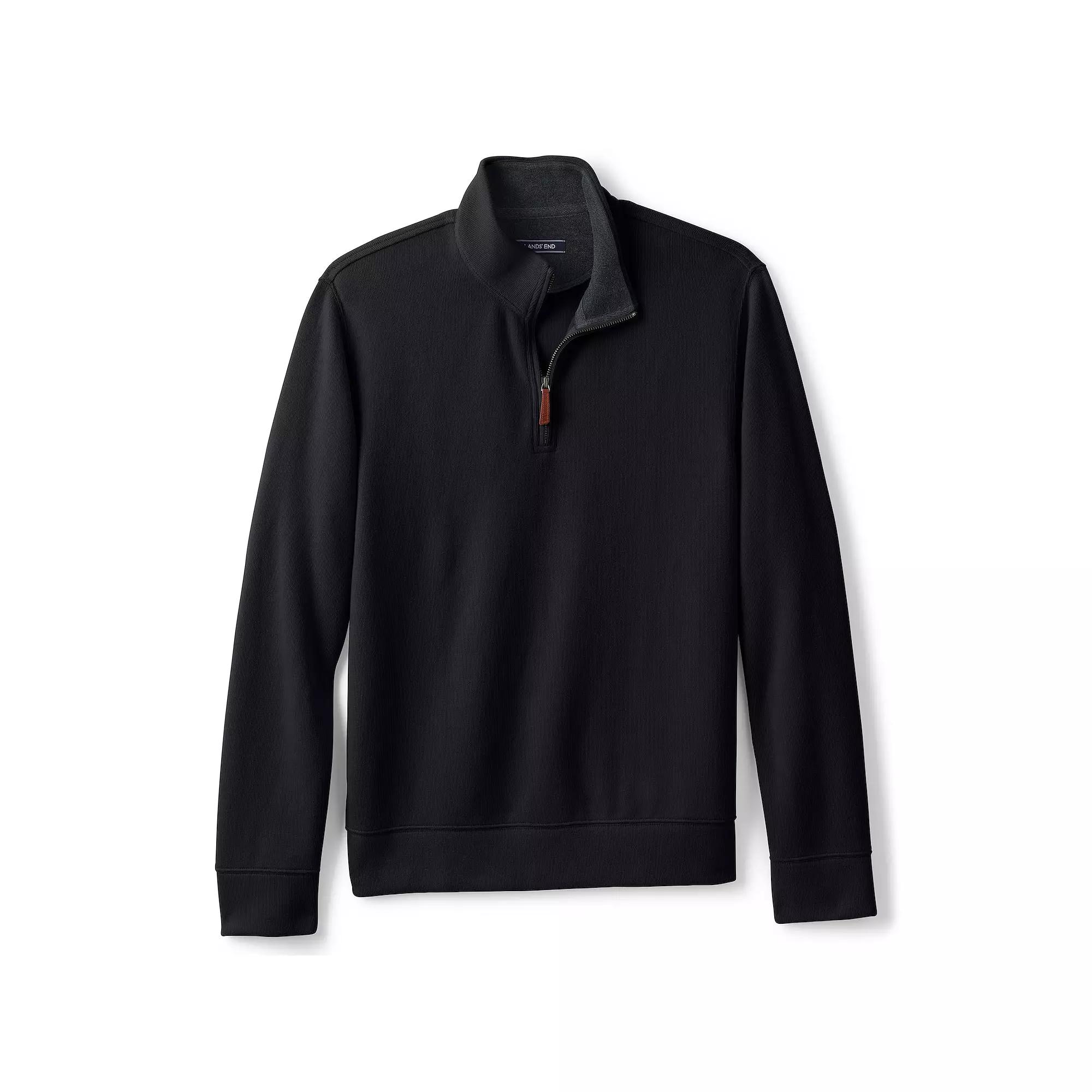 Men's Lands' End Bedford Regular-Fit Ribbed Quarter-Zip Pullover Sweater,  Product Image