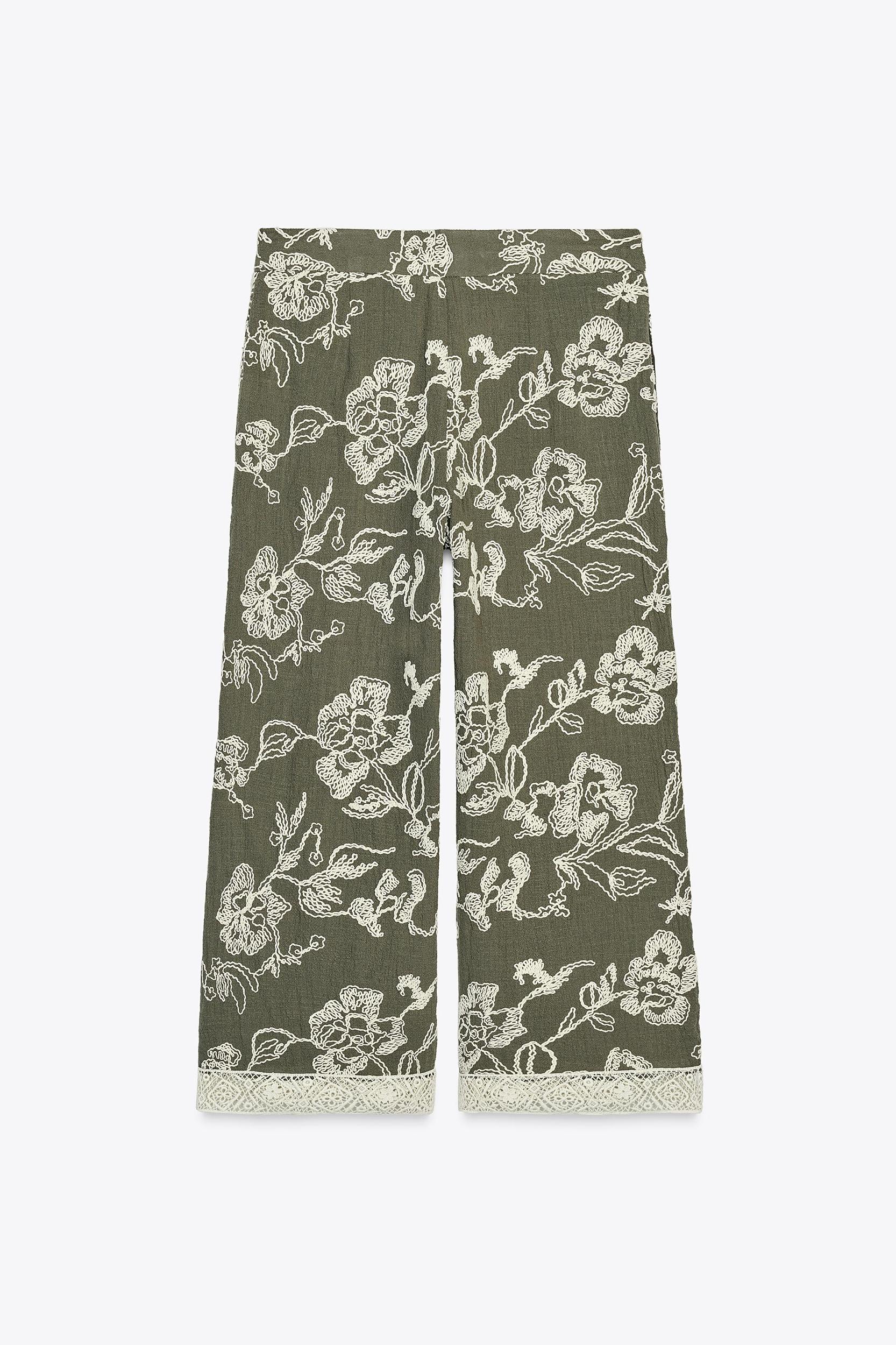 GUIPURE HEM EMBROIDERED PANTS Product Image