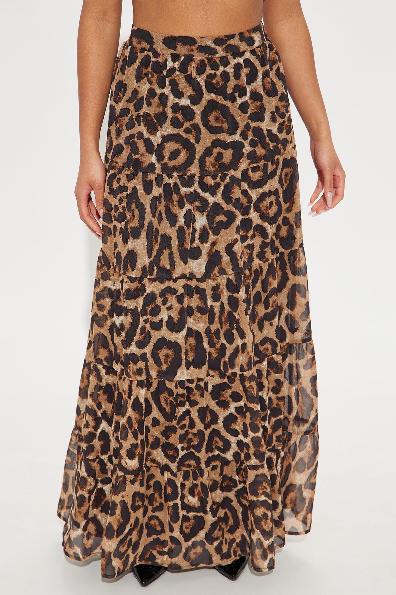 Simona Leopard Tiered Maxi Skirt - Brown/combo Product Image