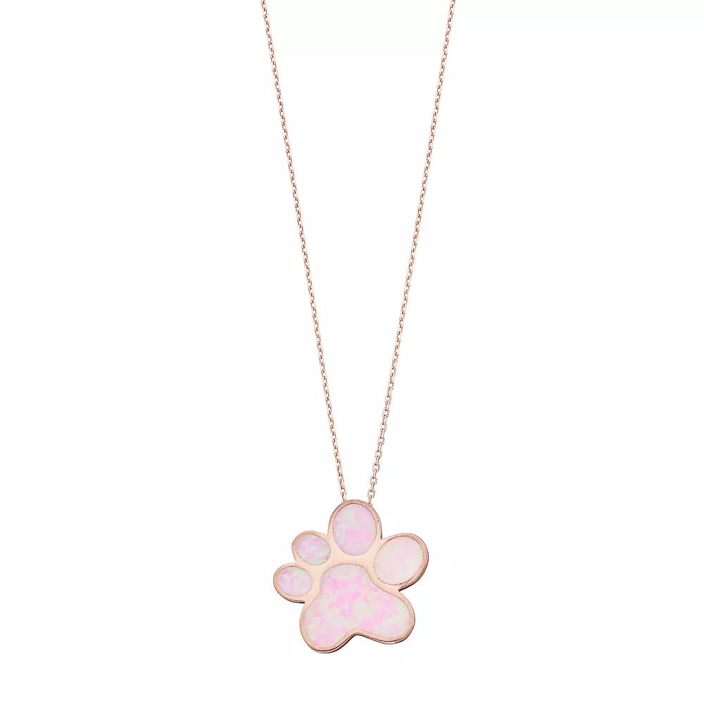 Nautica Rocks 14k Rose Gold Over Silver Lab-Created Pink Opal Paw Print Pendant, Women's,  Product Image