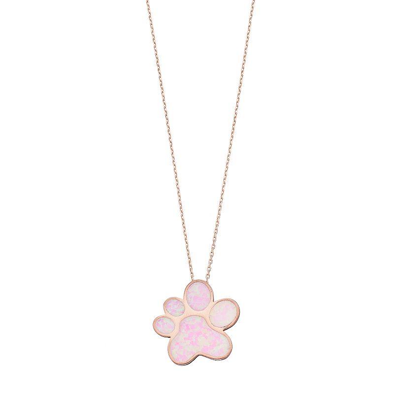 Nautica Rocks 14k Rose Gold Over Silver Lab-Created Pink Opal Paw Print Pendant, Women's,  Product Image
