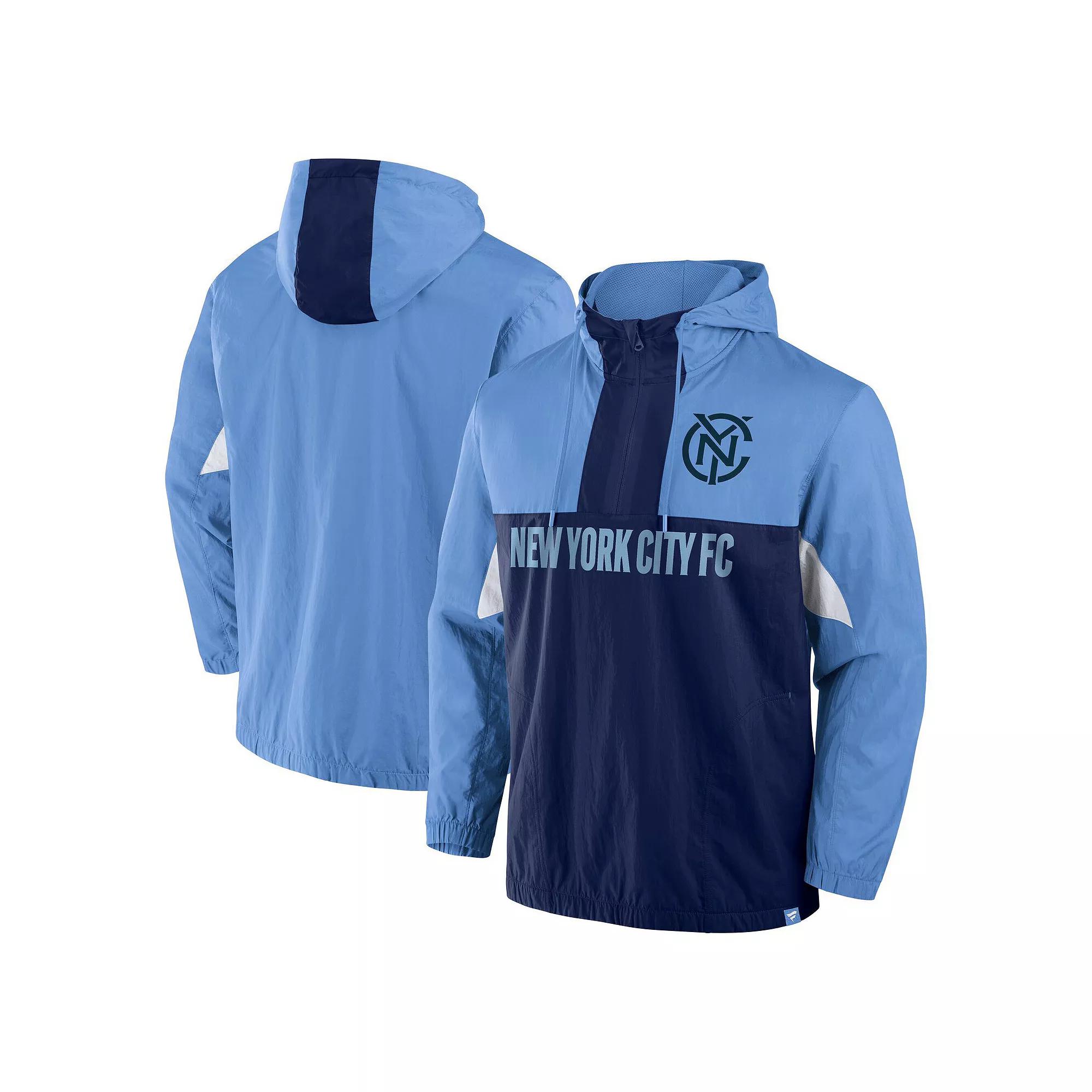 Men's Fanatics Sky Blue New York City FC Free Kick Woven Quarter-Zip Hoodie Jacket,  Product Image