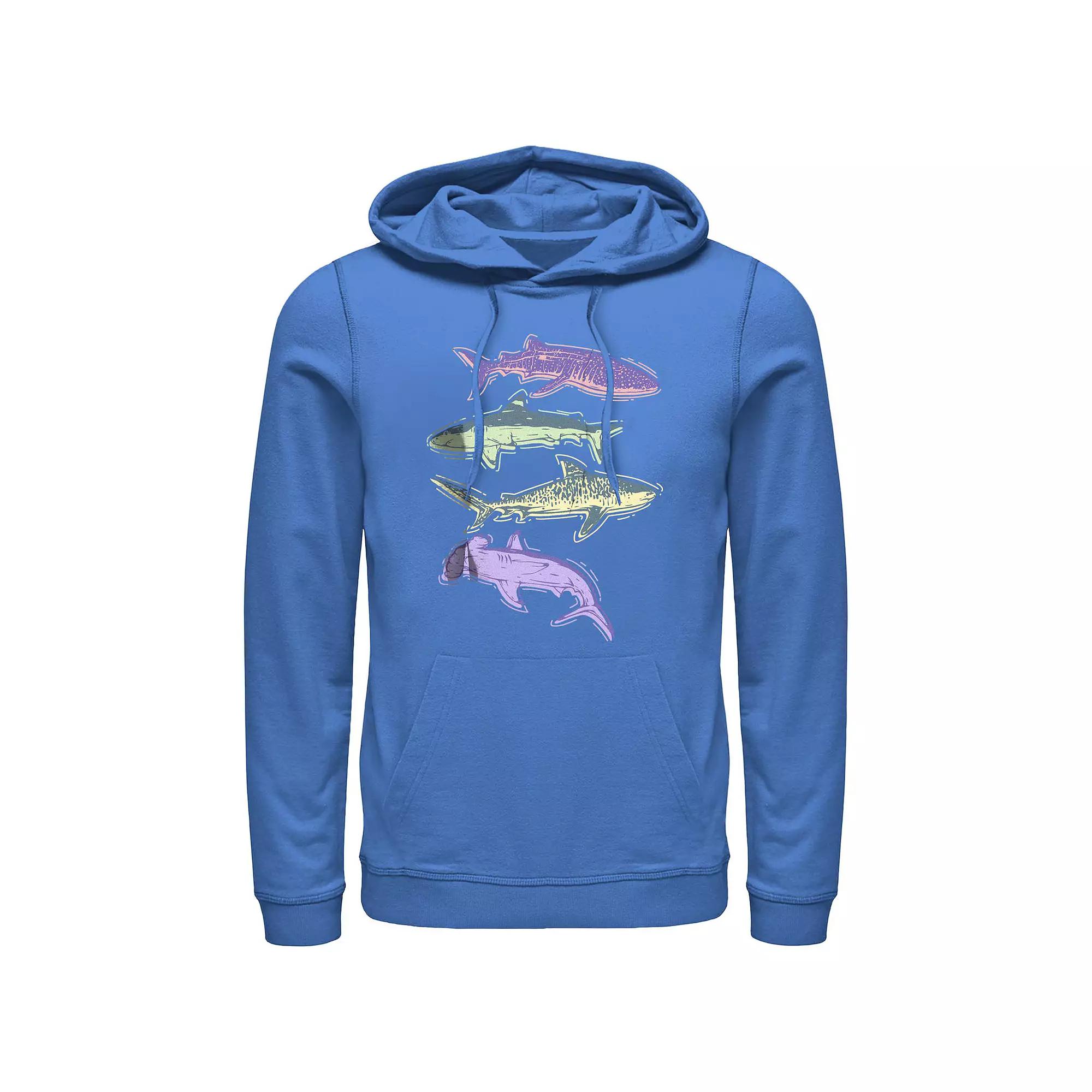 Men's Colorful Sharks Graphic Hoodie,  Product Image
