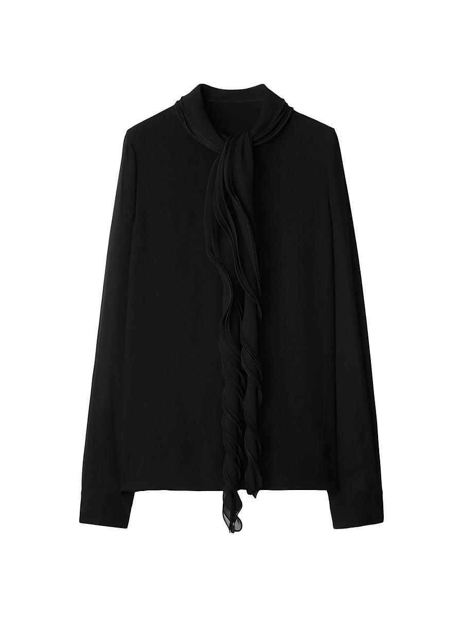 Womens Silk Ruffle Blouse Product Image