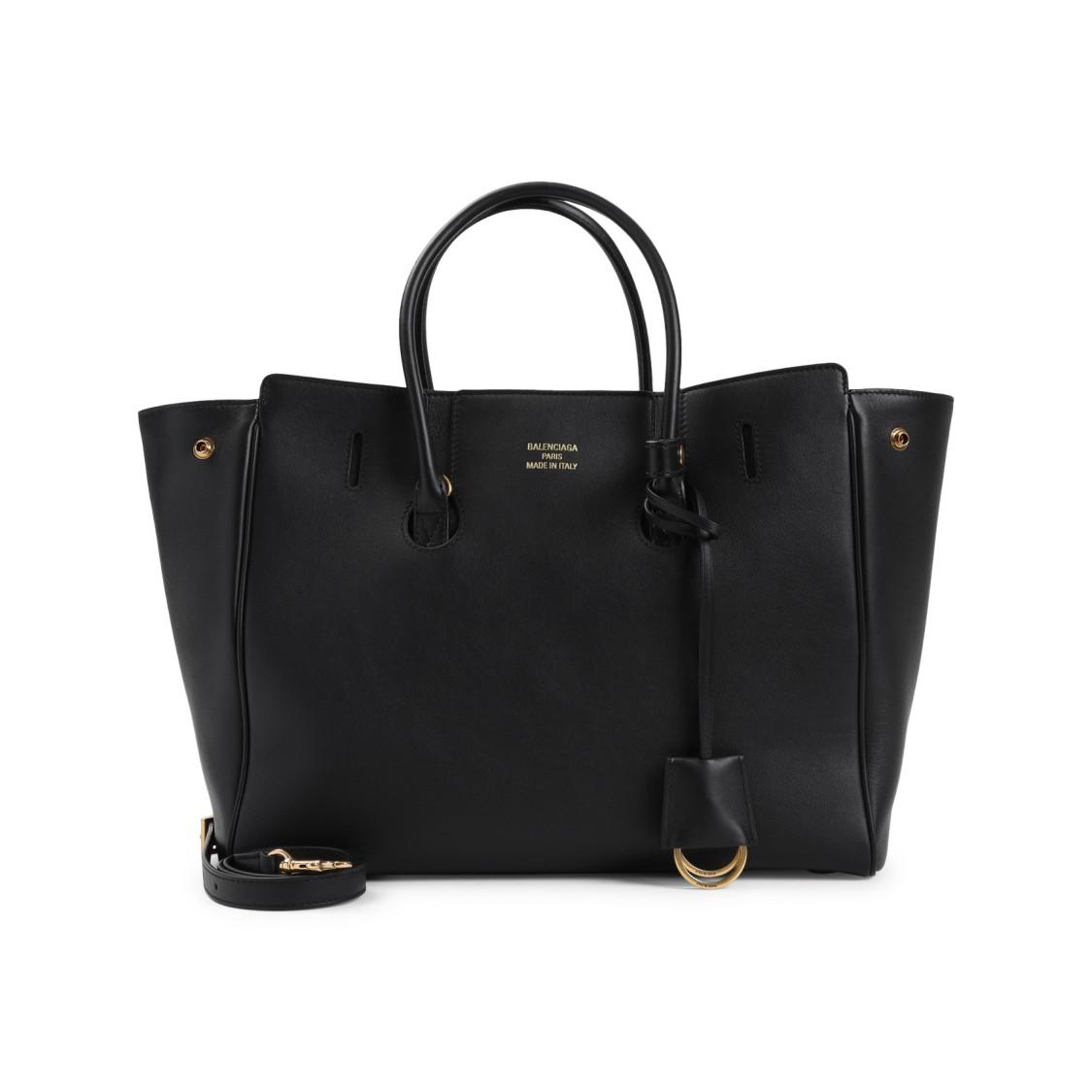 BALENCIAGA Women Black Leather Mini Carry All Hampton Shopping Bag Product Image