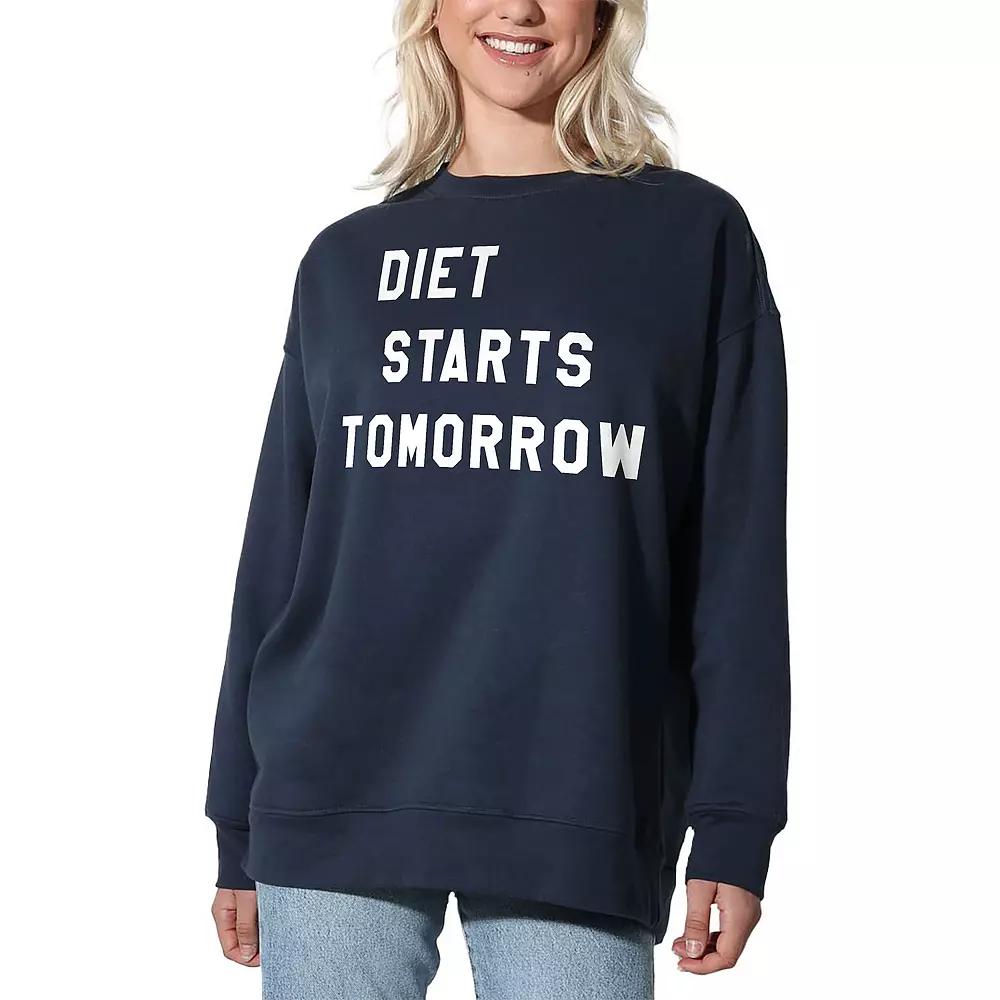 Women's Suburban Riot Diet Starts Oversized Graphic Sweatshirt, Girl's, Size: Medium, Blue Product Image