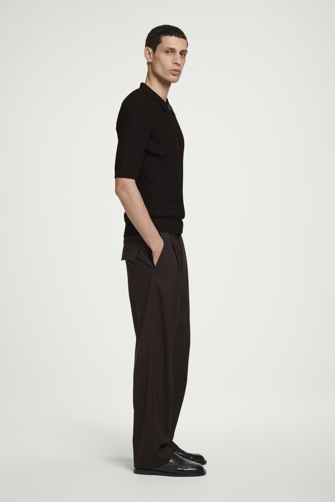 SILK-COTTON ZIP-UP POLO SHIRT Product Image