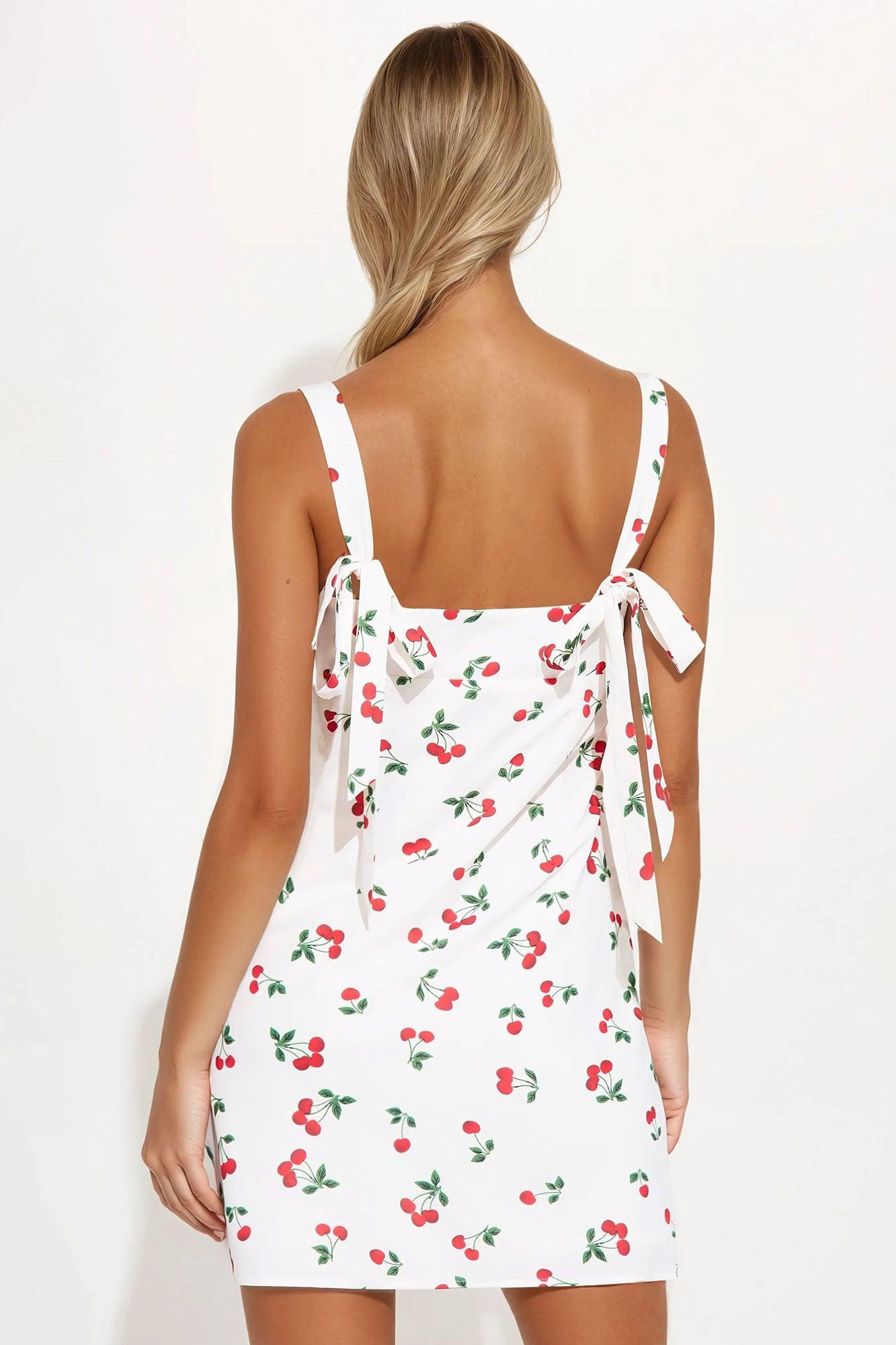 Cherry Vibes Chiffon Mini Dress - White/combo Product Image