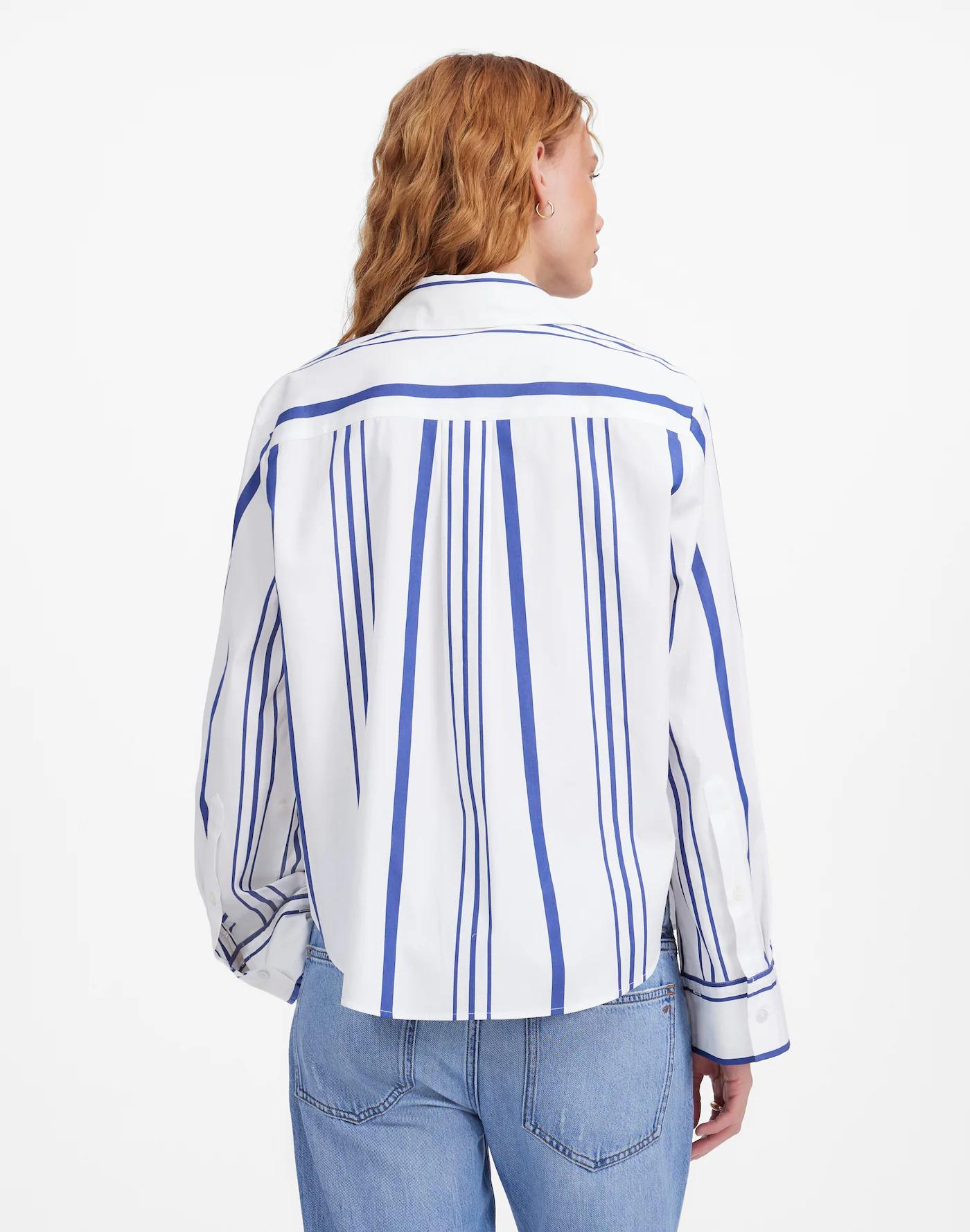 Poplin Easy Y-Neck Button-Up Shirt Product Image