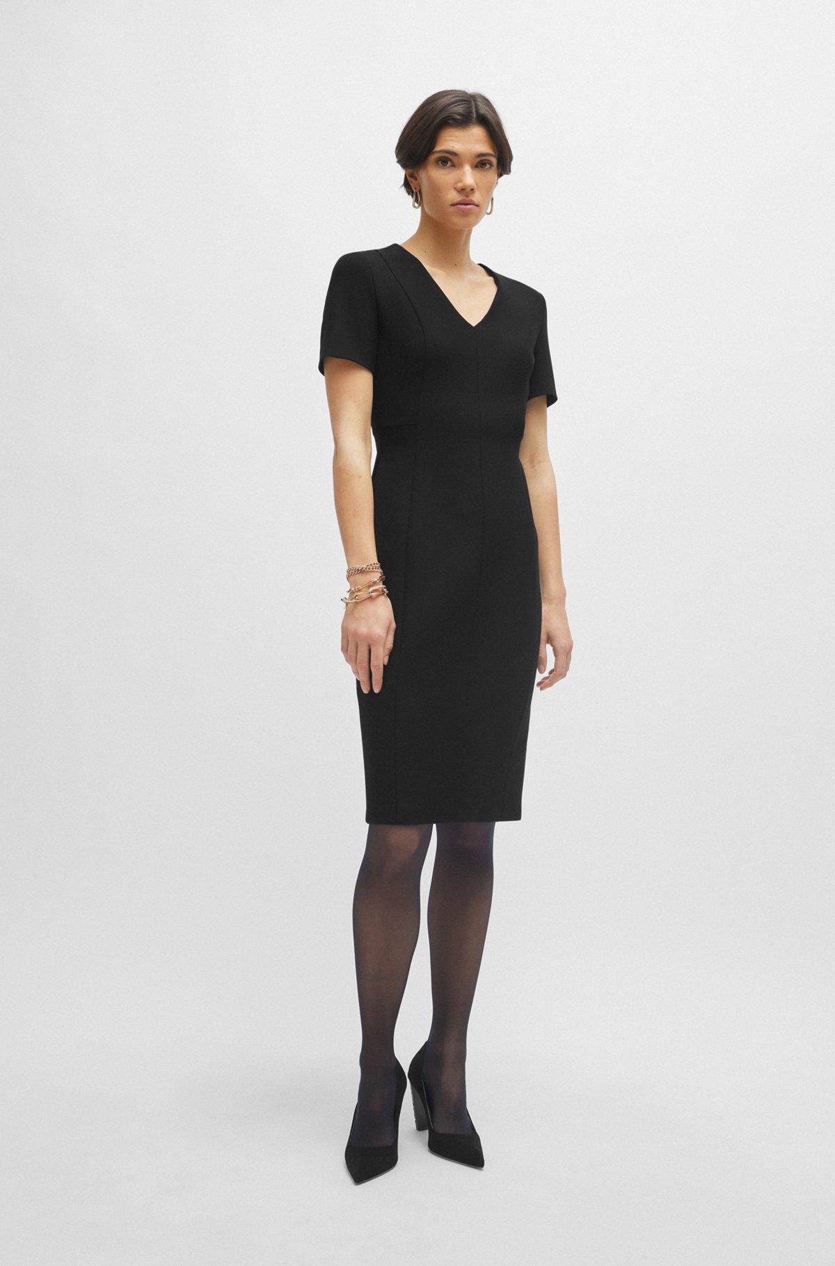 BOSS - Suede pumps with monogram-structured heel - Black Product Image