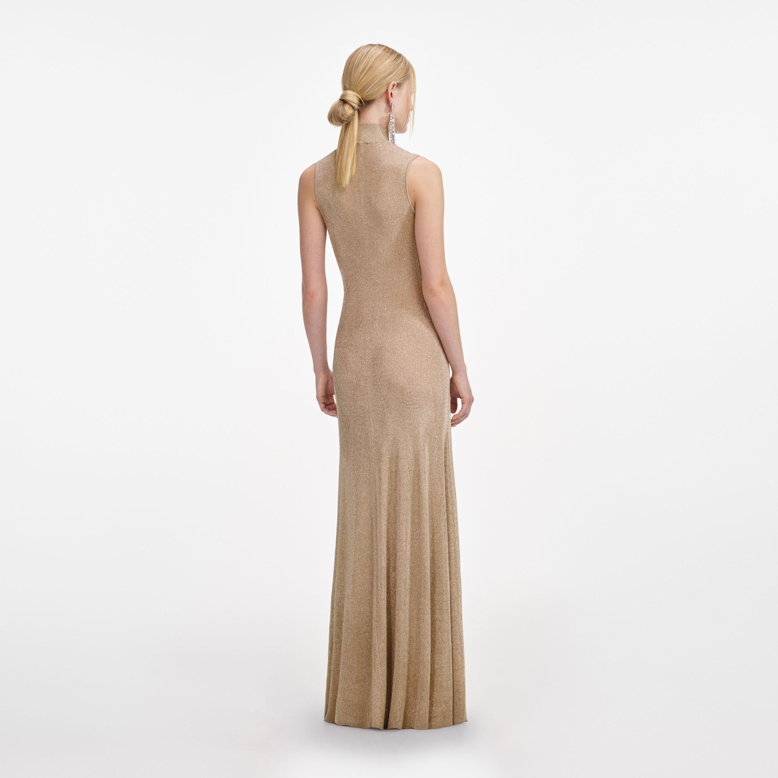 Gold Lurex Knit Maxi Dress Product Image