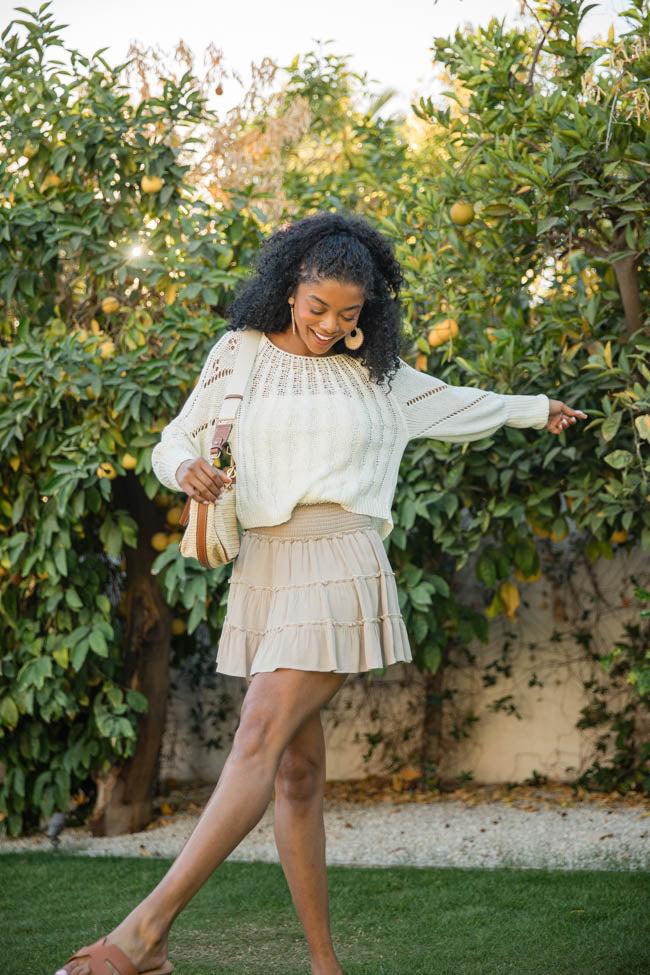 I'm Just Me Ivory Cable Knit Lightweight Sweater FINAL SALE Product Image