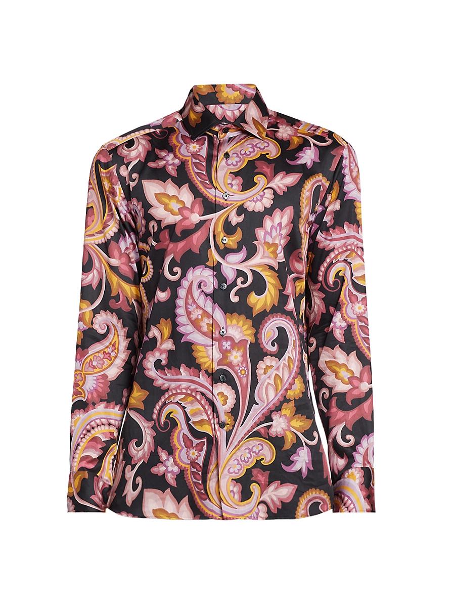Mens Paisley Cotton Button-Front Shirt Product Image