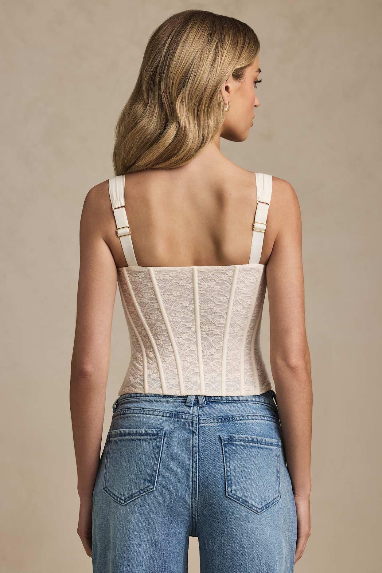 Underwired Lace Corset Top in Ivory Product Image