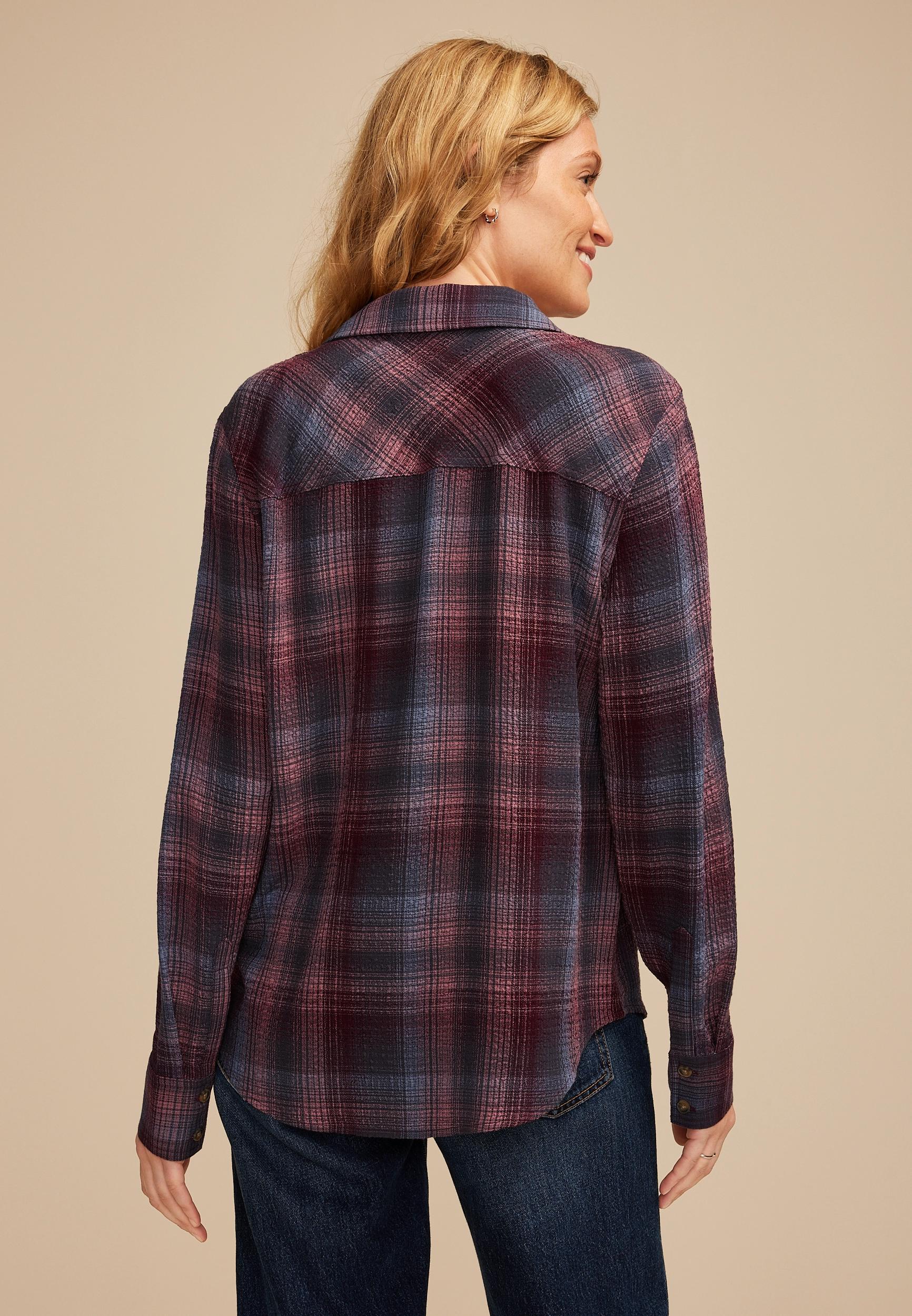 Pucker Plaid Button Down Shirt Product Image