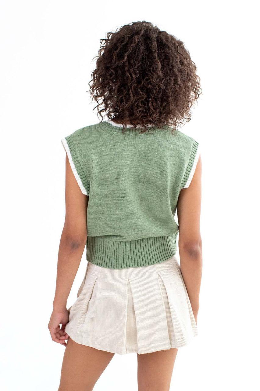 Green Daisy Sweater Vest Product Image