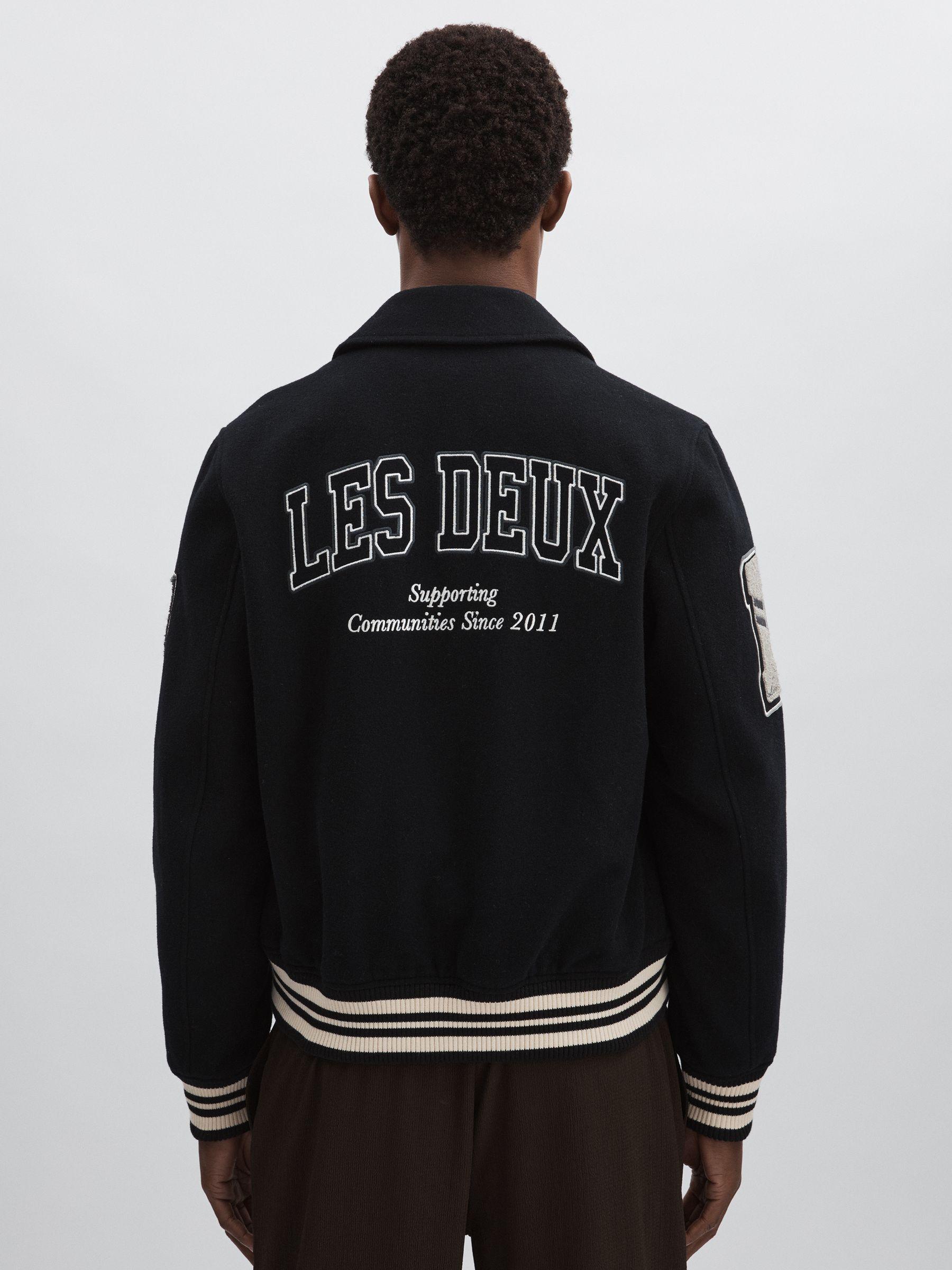 Les Deux Wool-Blend Varsity Jacket in Black Product Image