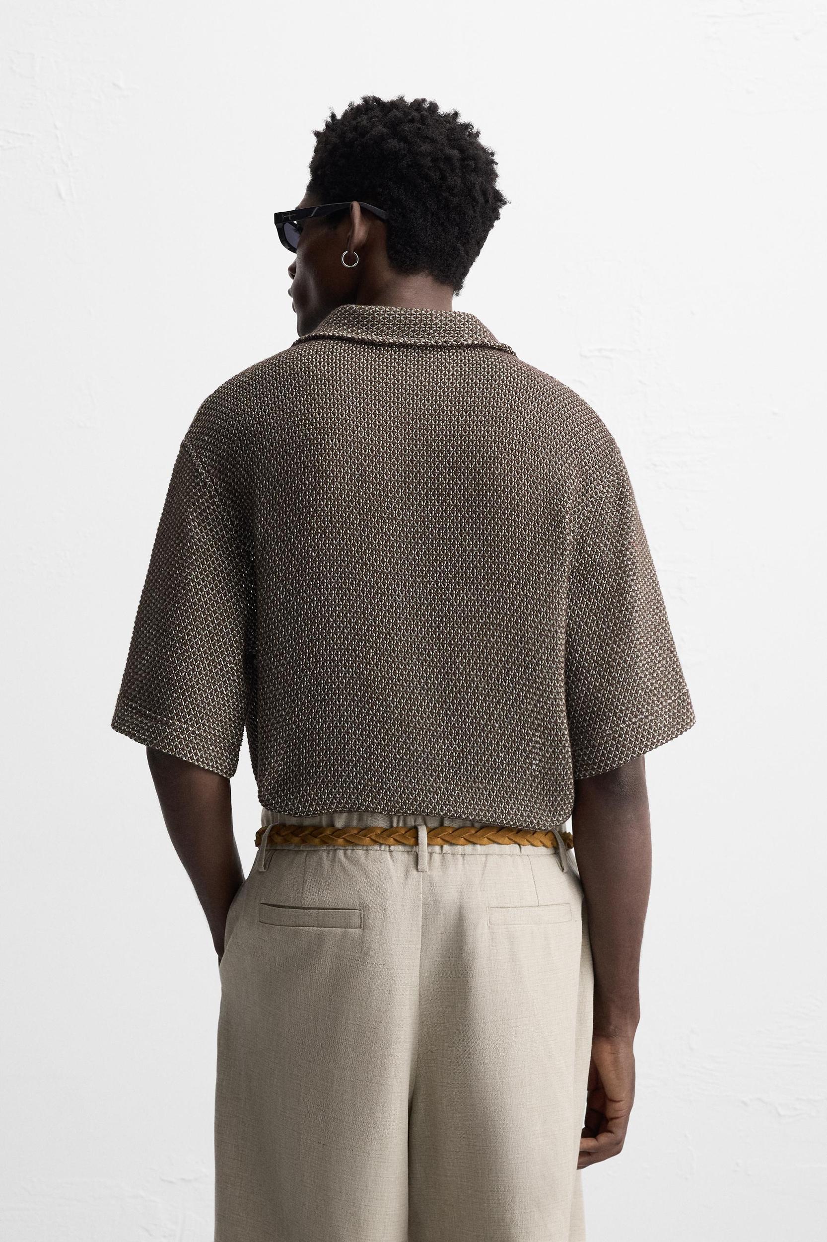 OPEN KNIT POLO SHIRT Product Image