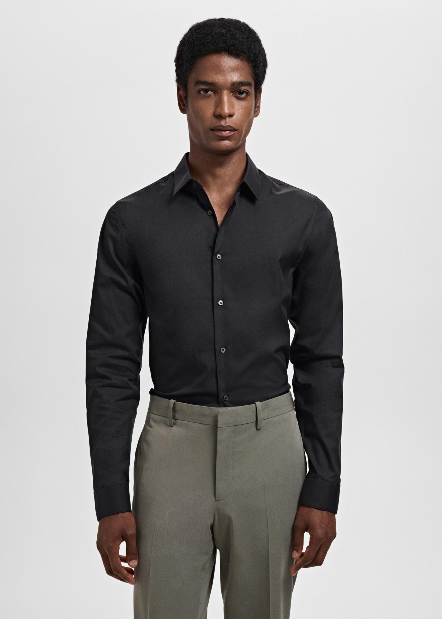 Slim fit cotton suit shirt - Men | MANGO USA Product Image