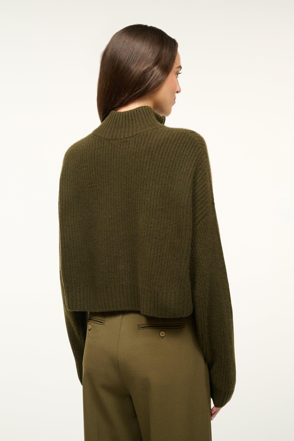 CASHMERE CROPPED HAMPTON SWEATER | OLIVE Product Image