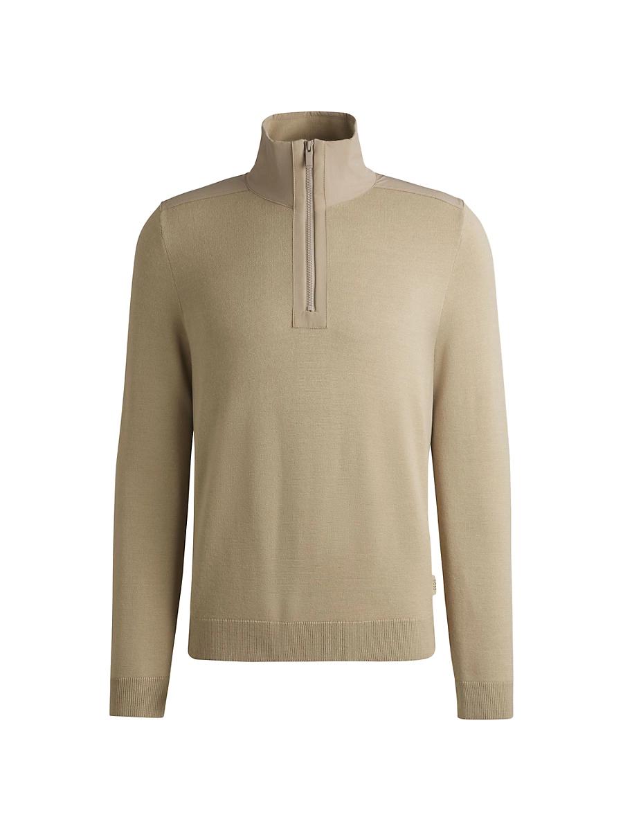 Mens Zip-Neck Sweater with Softshell Trims Product Image