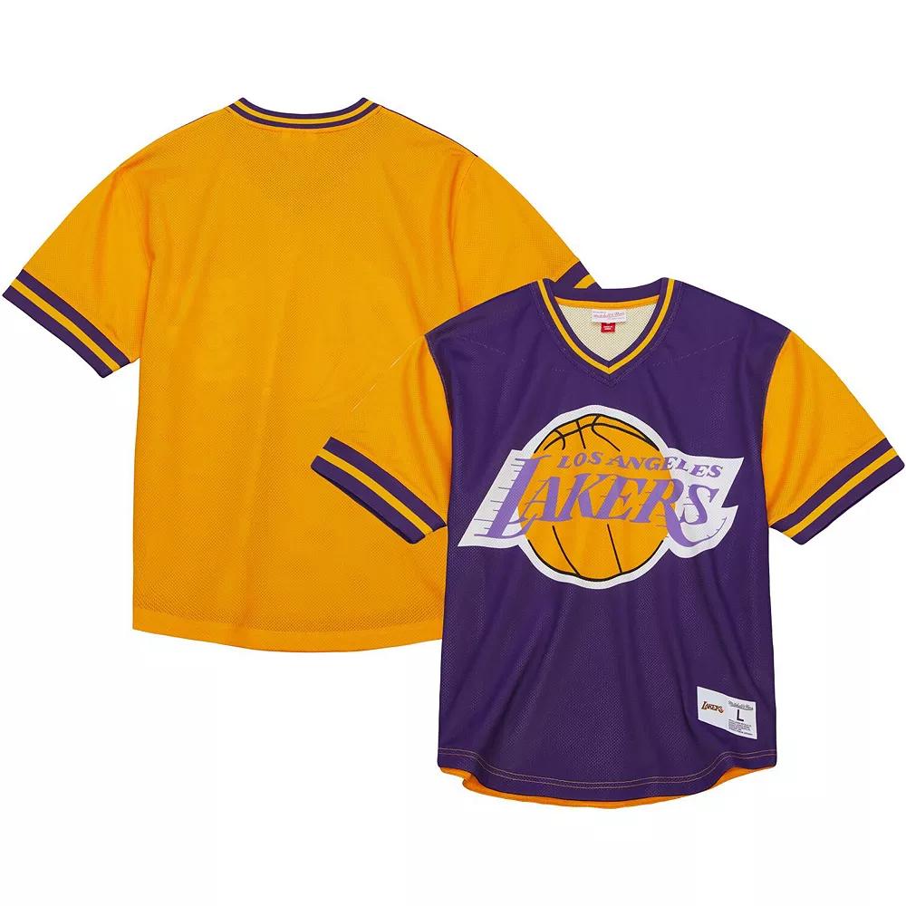 Men's Mitchell & Ness  Purple Los Angeles Lakers Jumbotron 3.0 Mesh V-Neck T-Shirt, Size: Medium Product Image