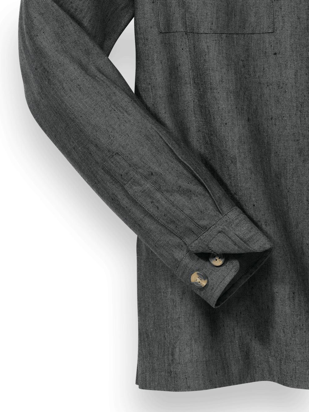 Linen Blend Solid Overshirt - Charcoal Product Image