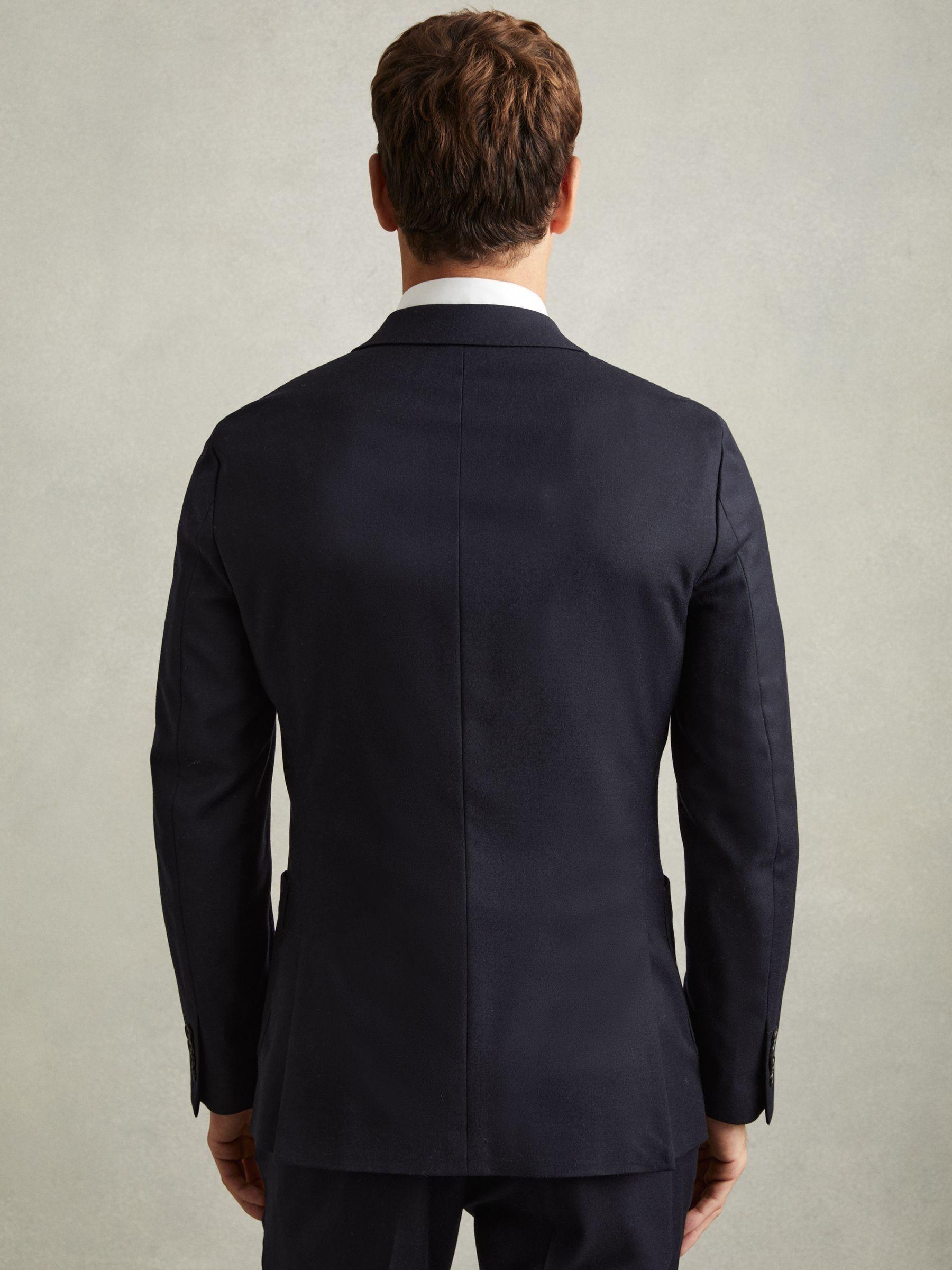 Double Breasted Suit Jacket in Wool-Blend in Navy Product Image