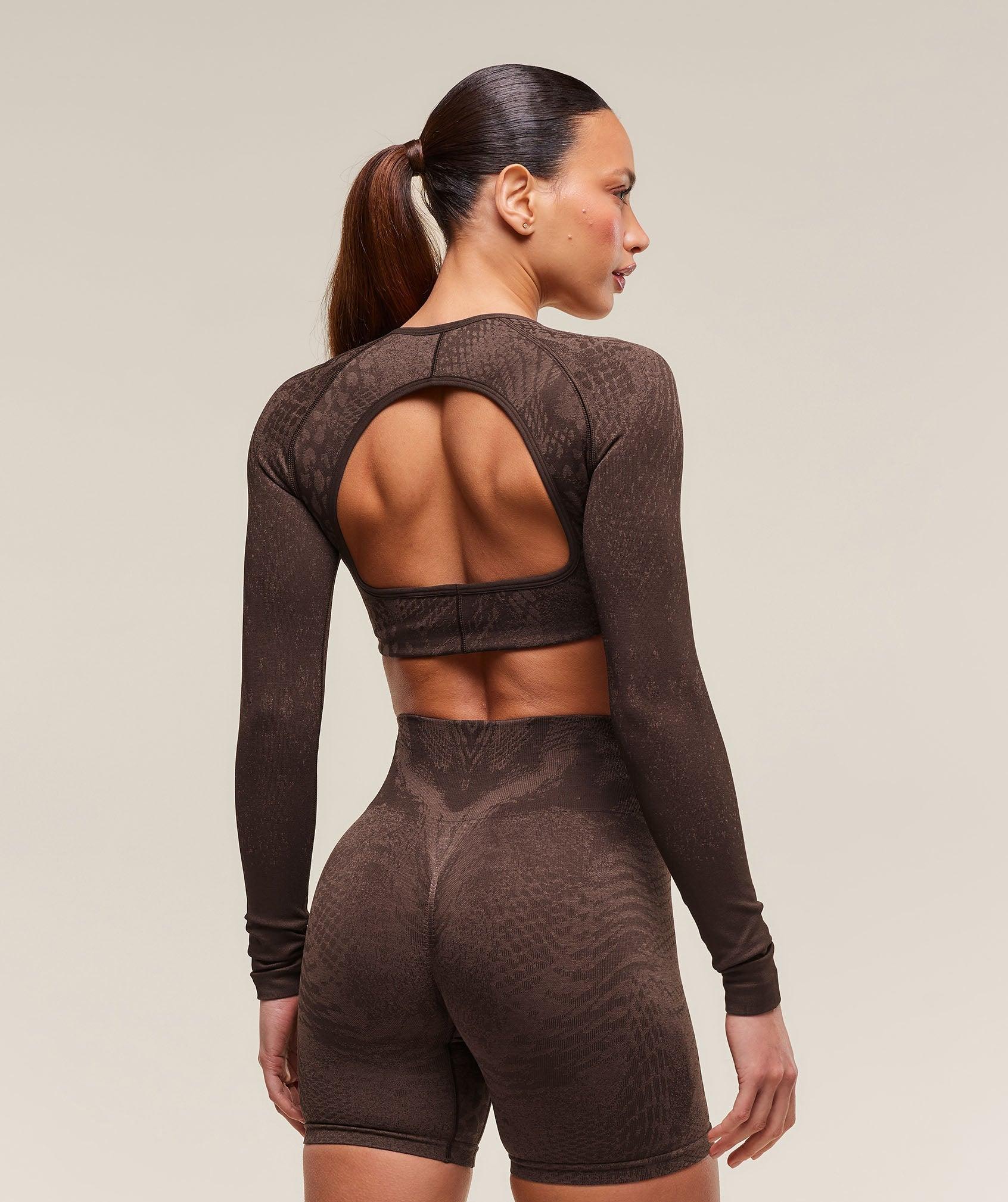 Gymshark Adapt Animal X Whitney Seamless Long Sleeve Top - Archive Brown/Soft Brown Female Product Image